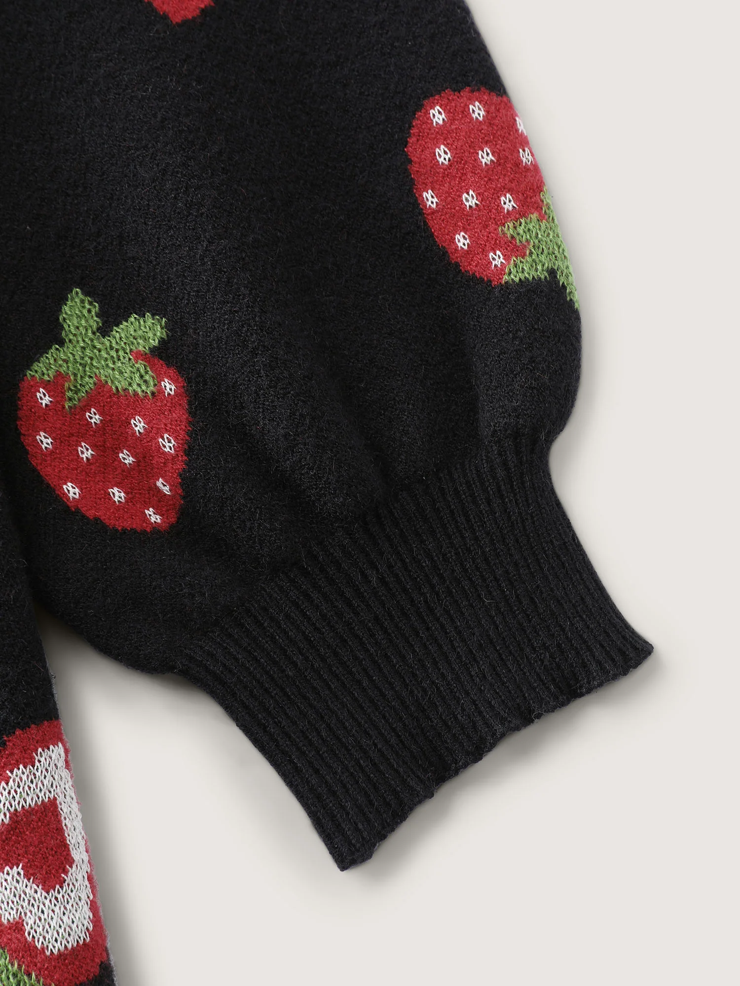 Strawberry Jacquard Pattern Knit Cardigan - Image 6