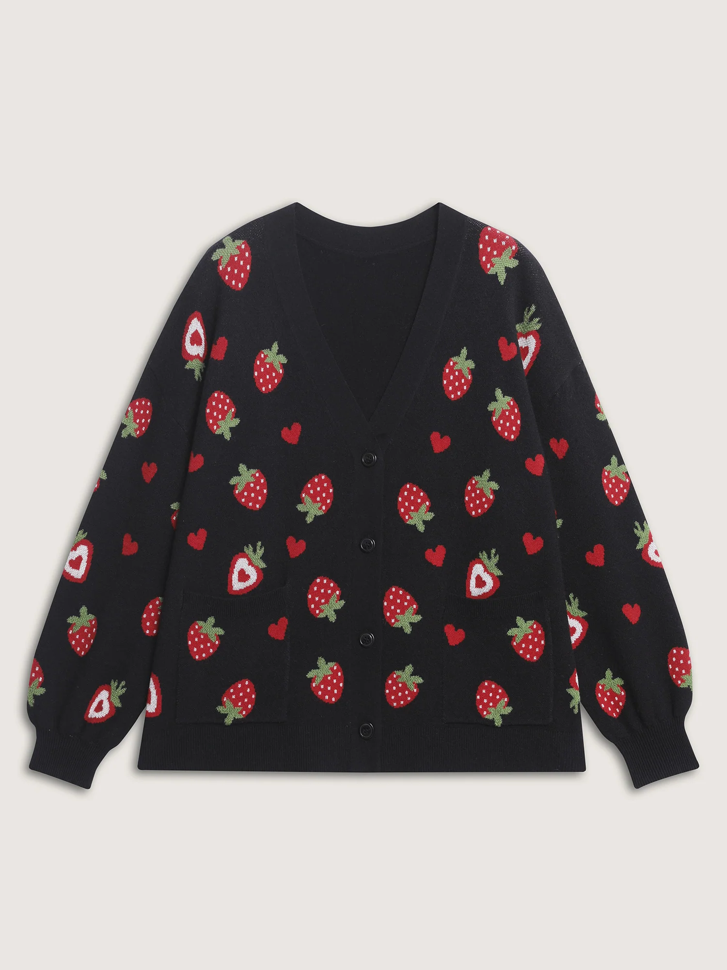 Strawberry Jacquard Pattern Knit Cardigan - Image 8