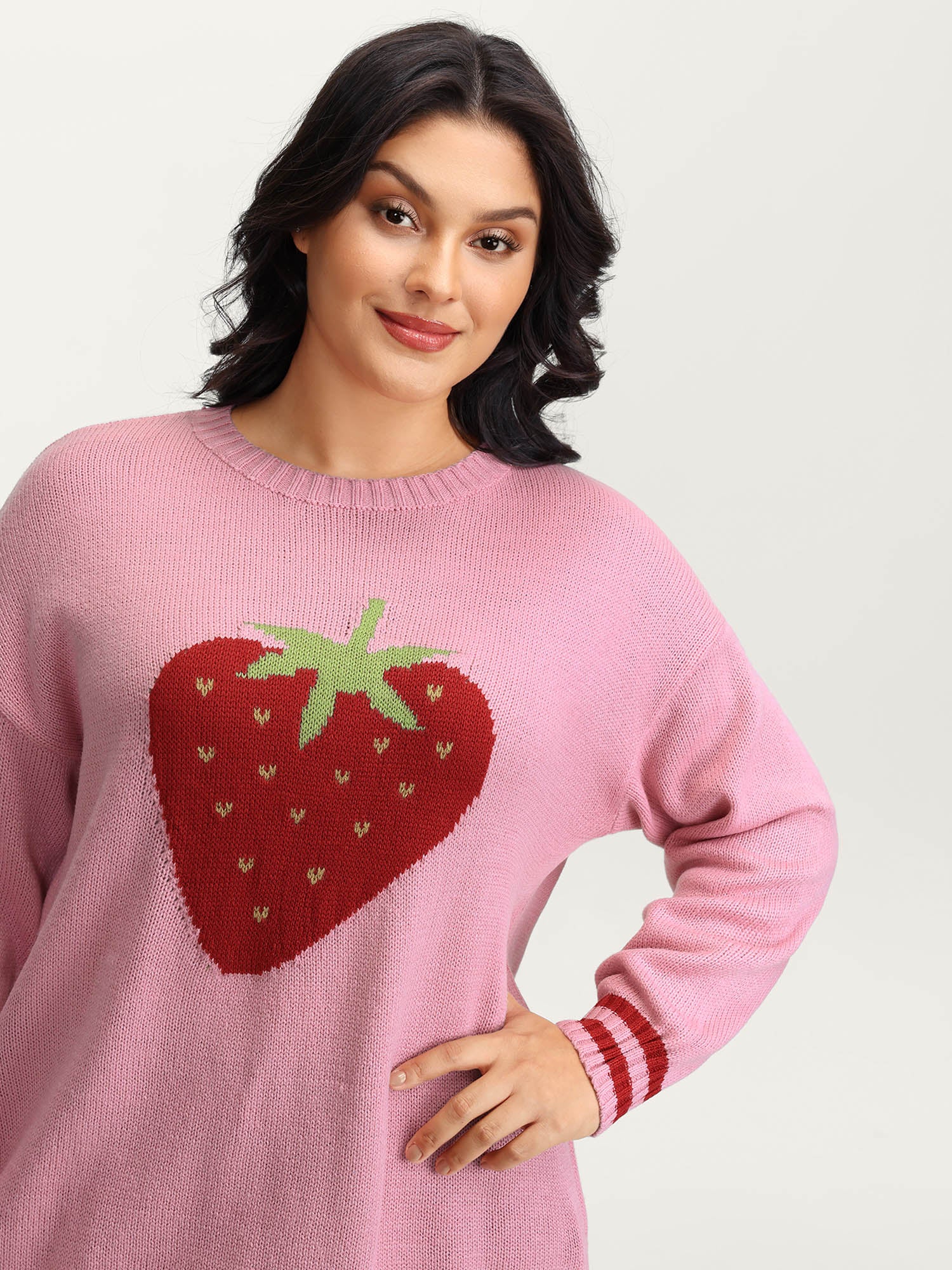 Strawberry Motif Contrast Pullover - Image 2