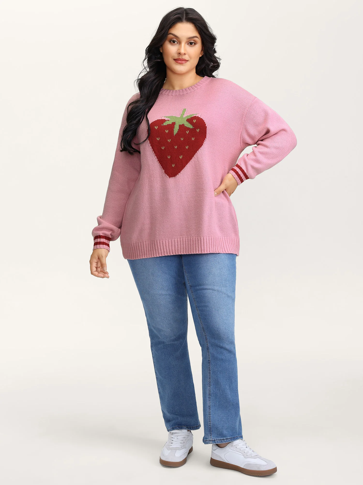 Strawberry Motif Contrast Pullover - Image 3