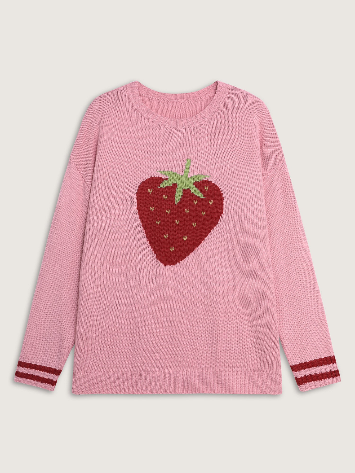 Strawberry Motif Contrast Pullover - Image 7
