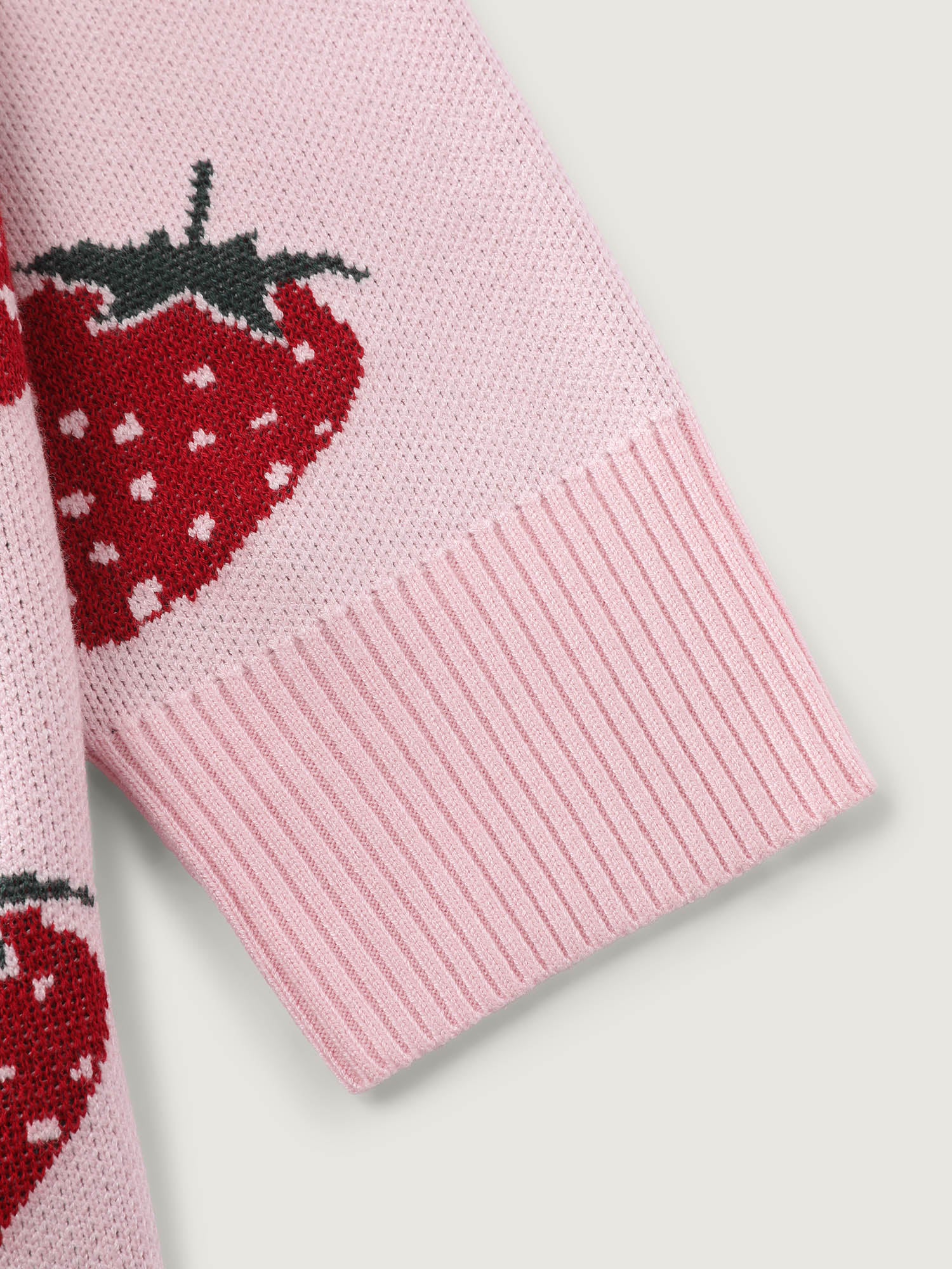Strawberry Pattern Button-Front Knit Cardigan - Image 6