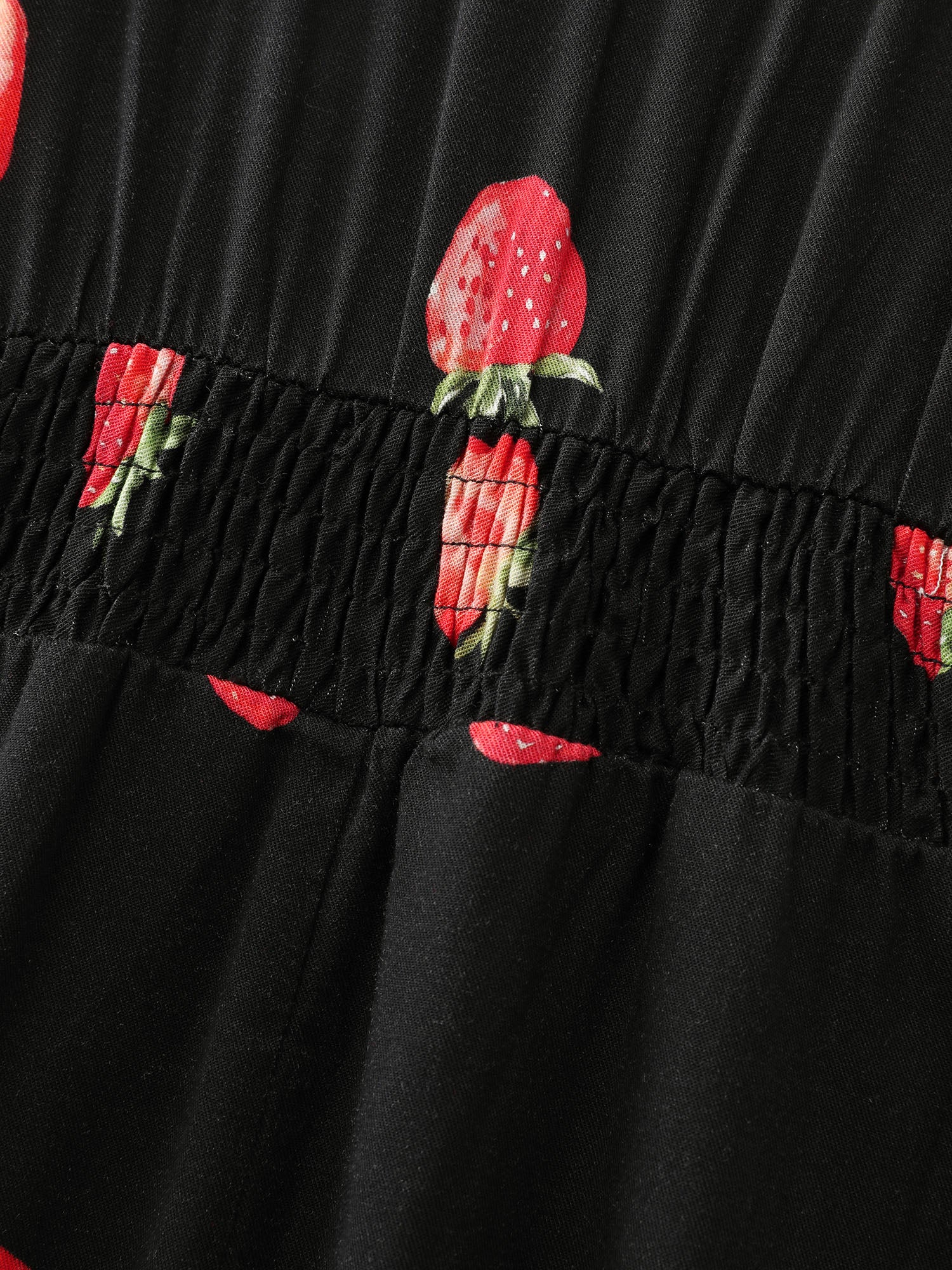 Strawberry Print Shirred Waist Midi Dress - Image 5