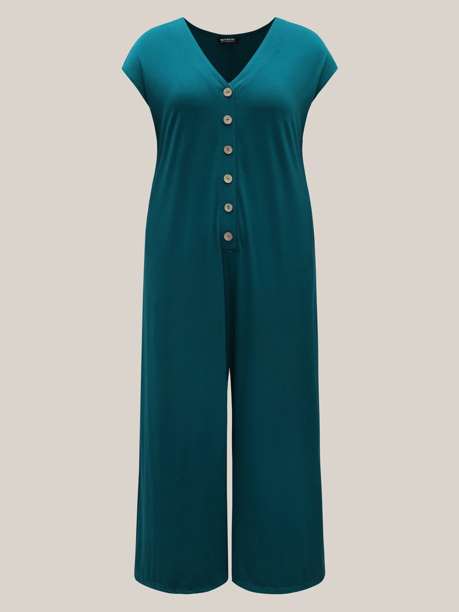 Stretch Button Pockets Solid Jumpsuit - Image 5