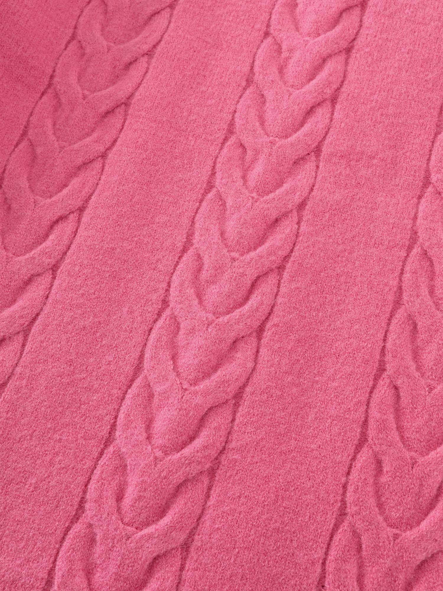 Stretch Cableknit Textured Round Neck Pullover - Image 6