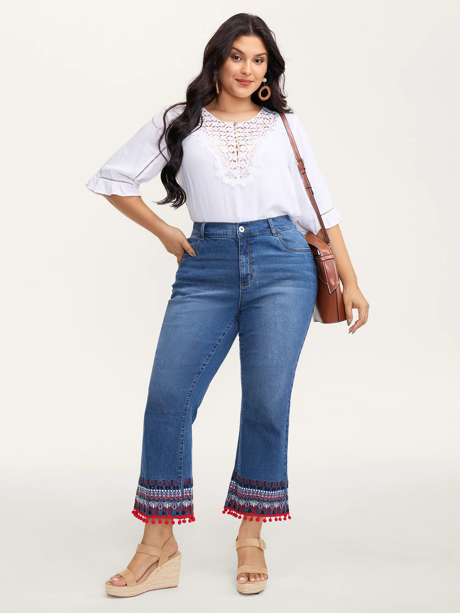 Stretch Christmas Color Contrast Bootcut Jeans - Image 2