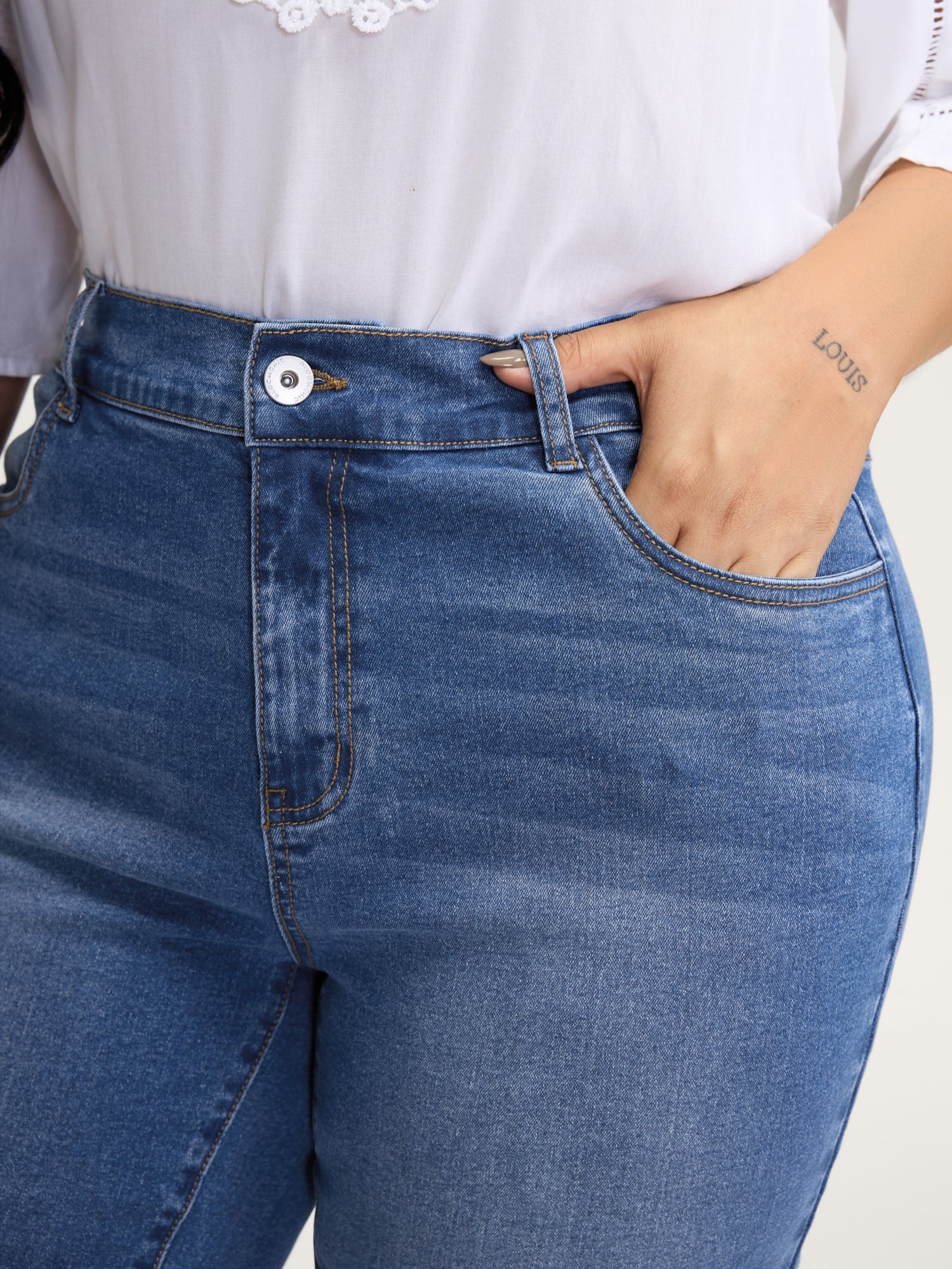 Stretch Christmas Color Contrast Bootcut Jeans - Image 3