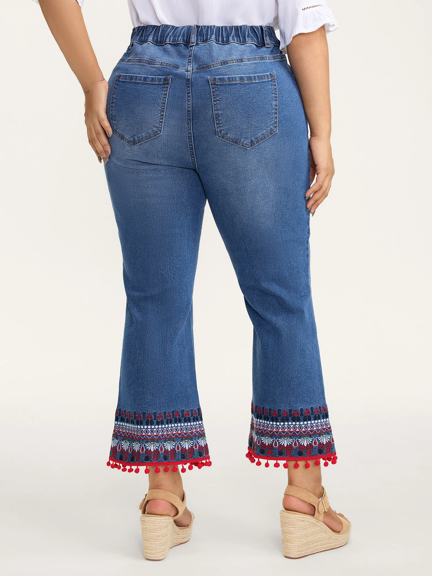 Stretch Christmas Color Contrast Bootcut Jeans - Image 6