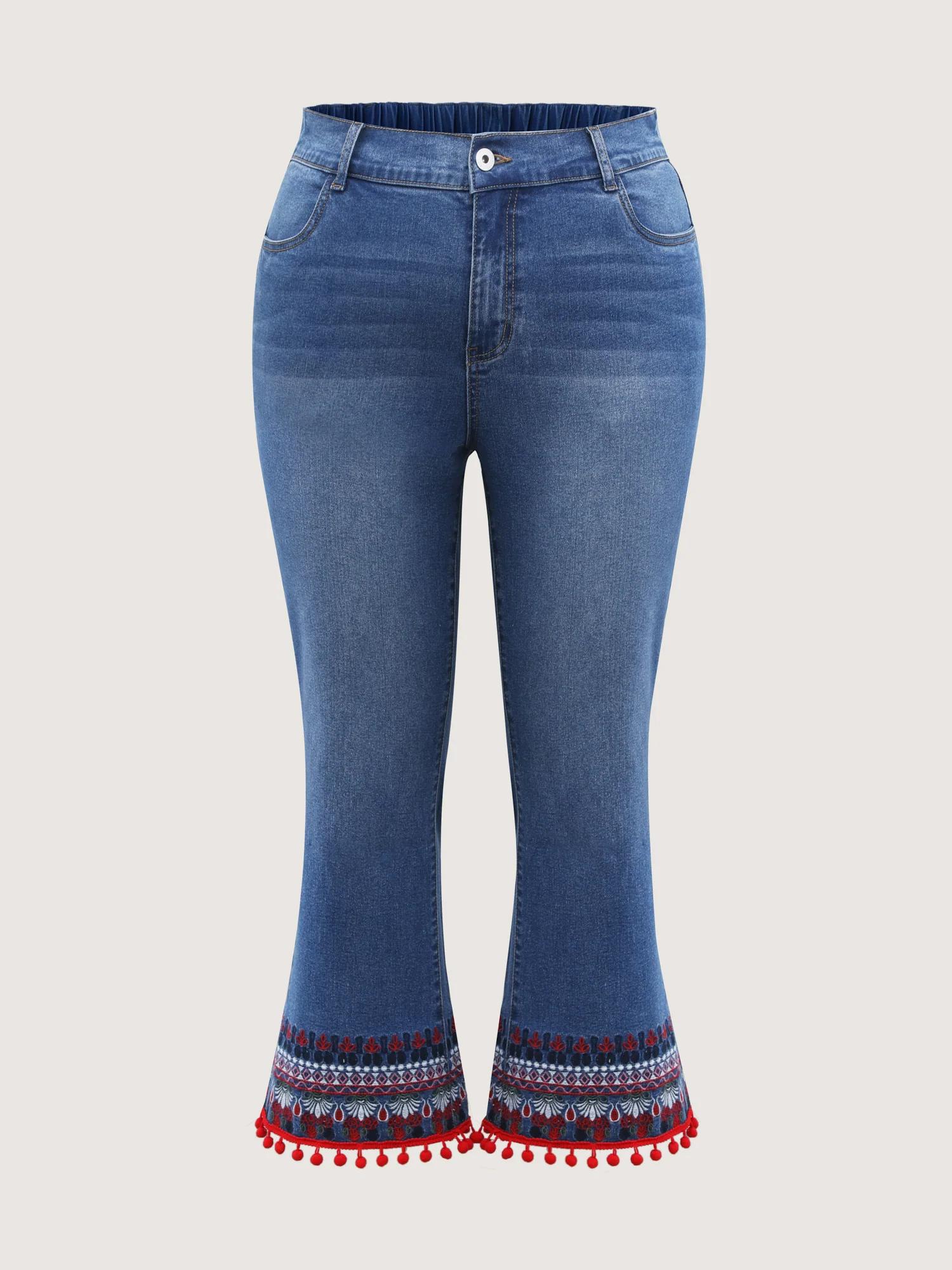 Stretch Christmas Color Contrast Bootcut Jeans - Image 9