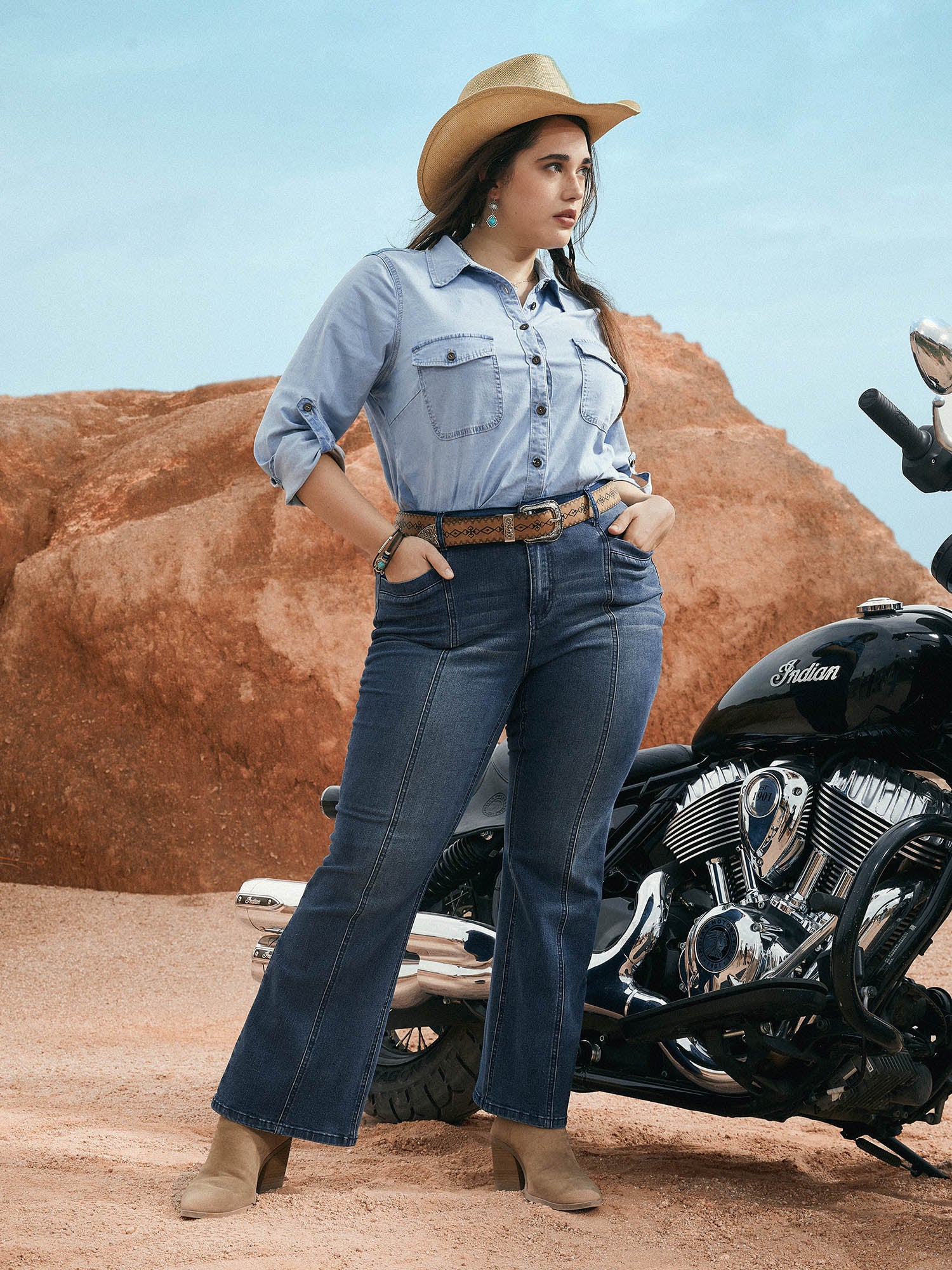 Stretch Denim Chest Pockets Jacket - Image 2