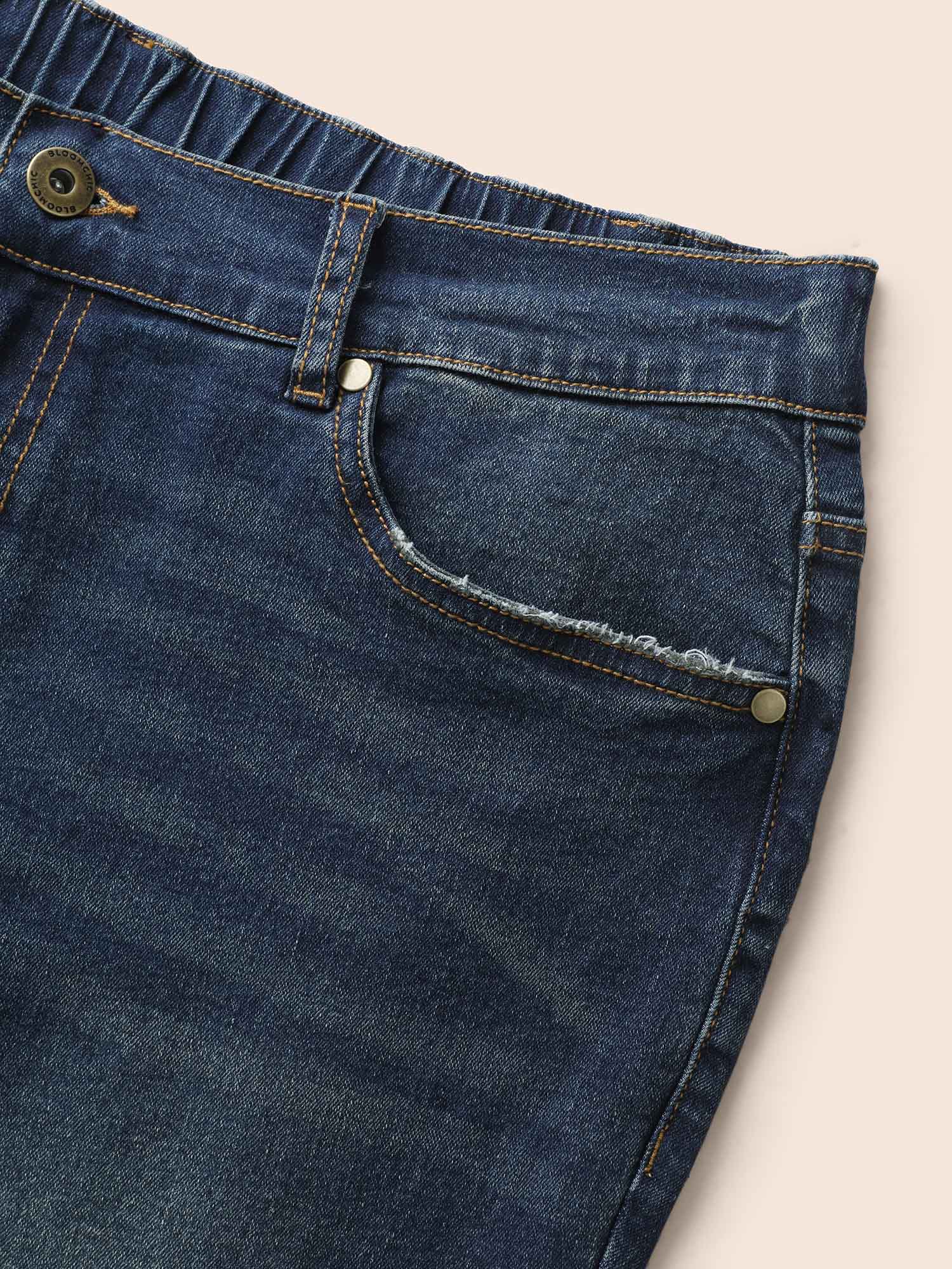 Stretch Denim Pocket Distressing Slim-Fit Jeans - Image 5