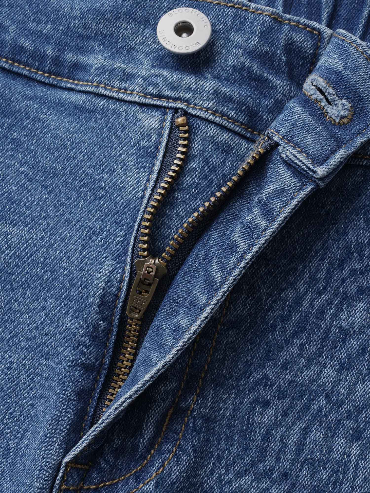 Stretch Denim Wide Leg Cut Jeans - Image 6