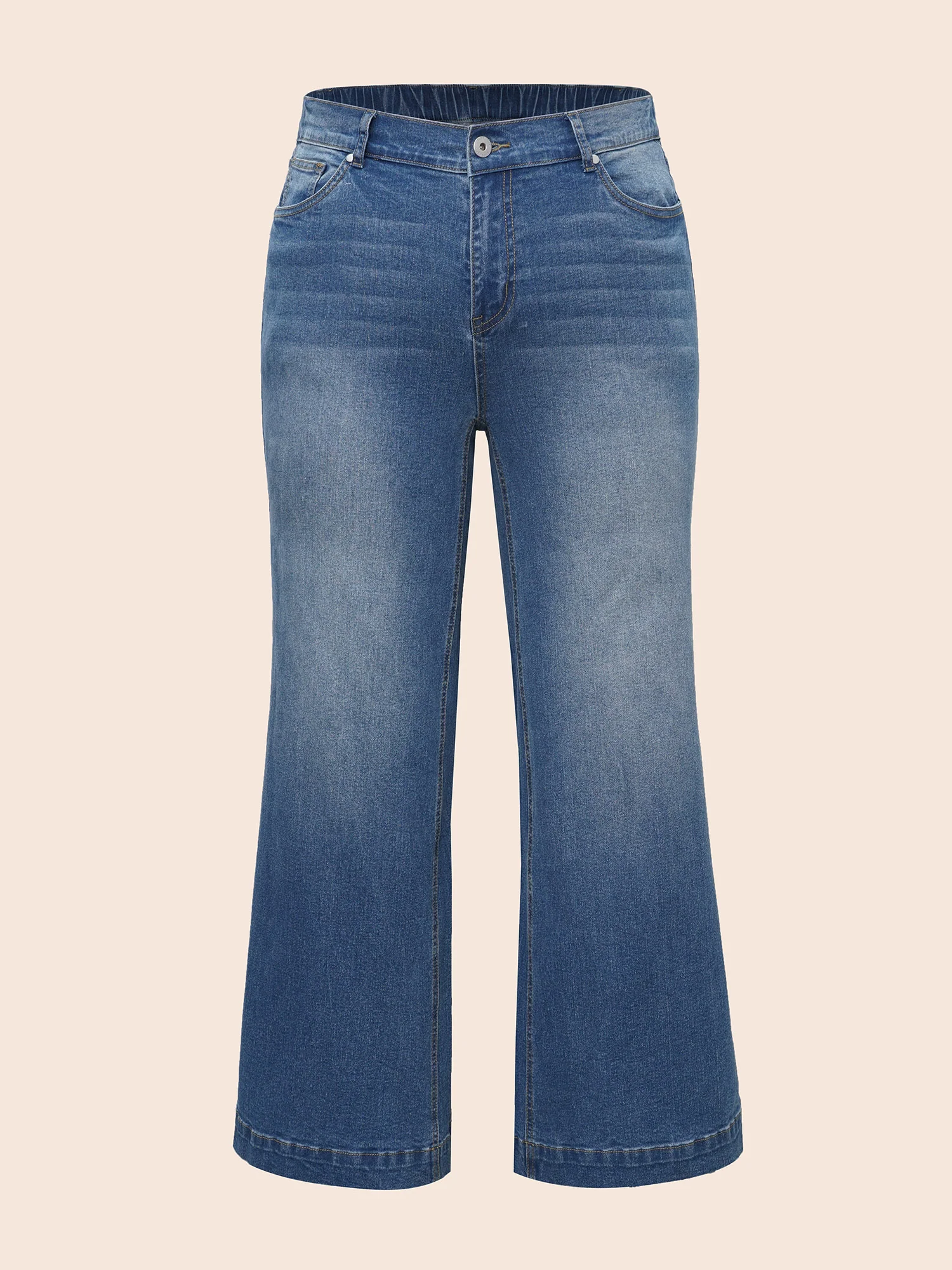 Stretch Denim Wide Leg Cut Jeans - Image 8