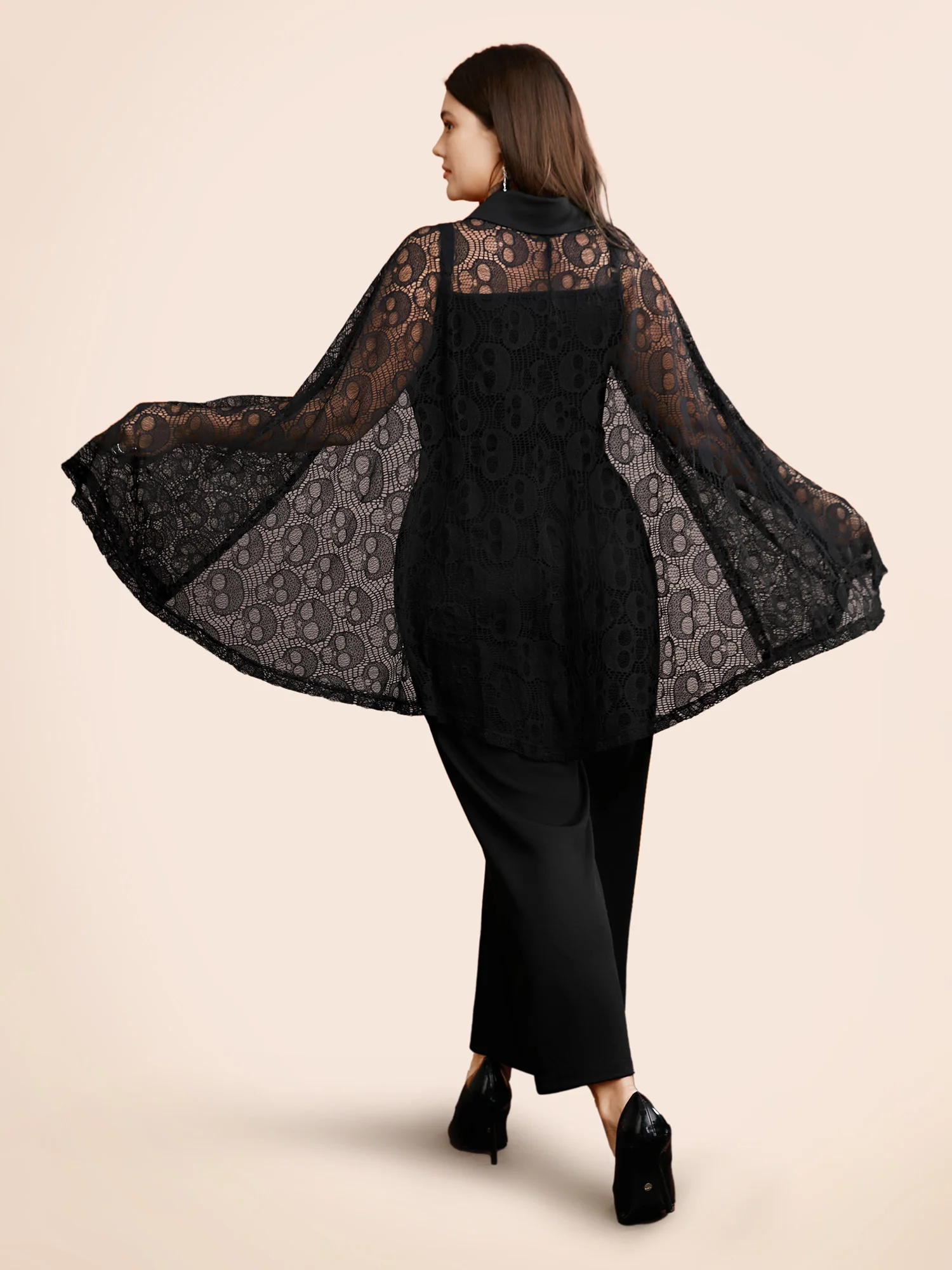 Stretch Fabric Ghostly Cape With Jumpsuit - Image 5