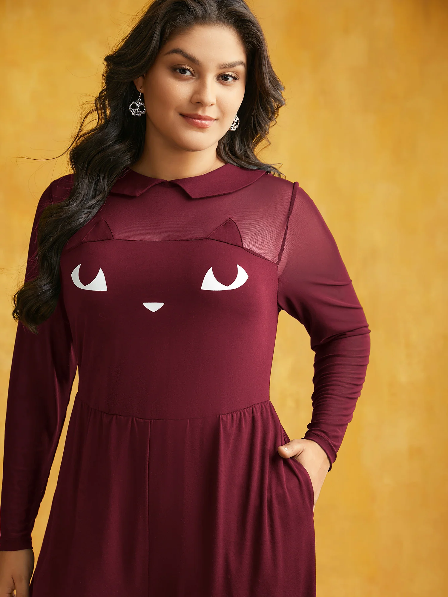 Stretch Fabric Spooky Cat Jumpsuit - Image 10