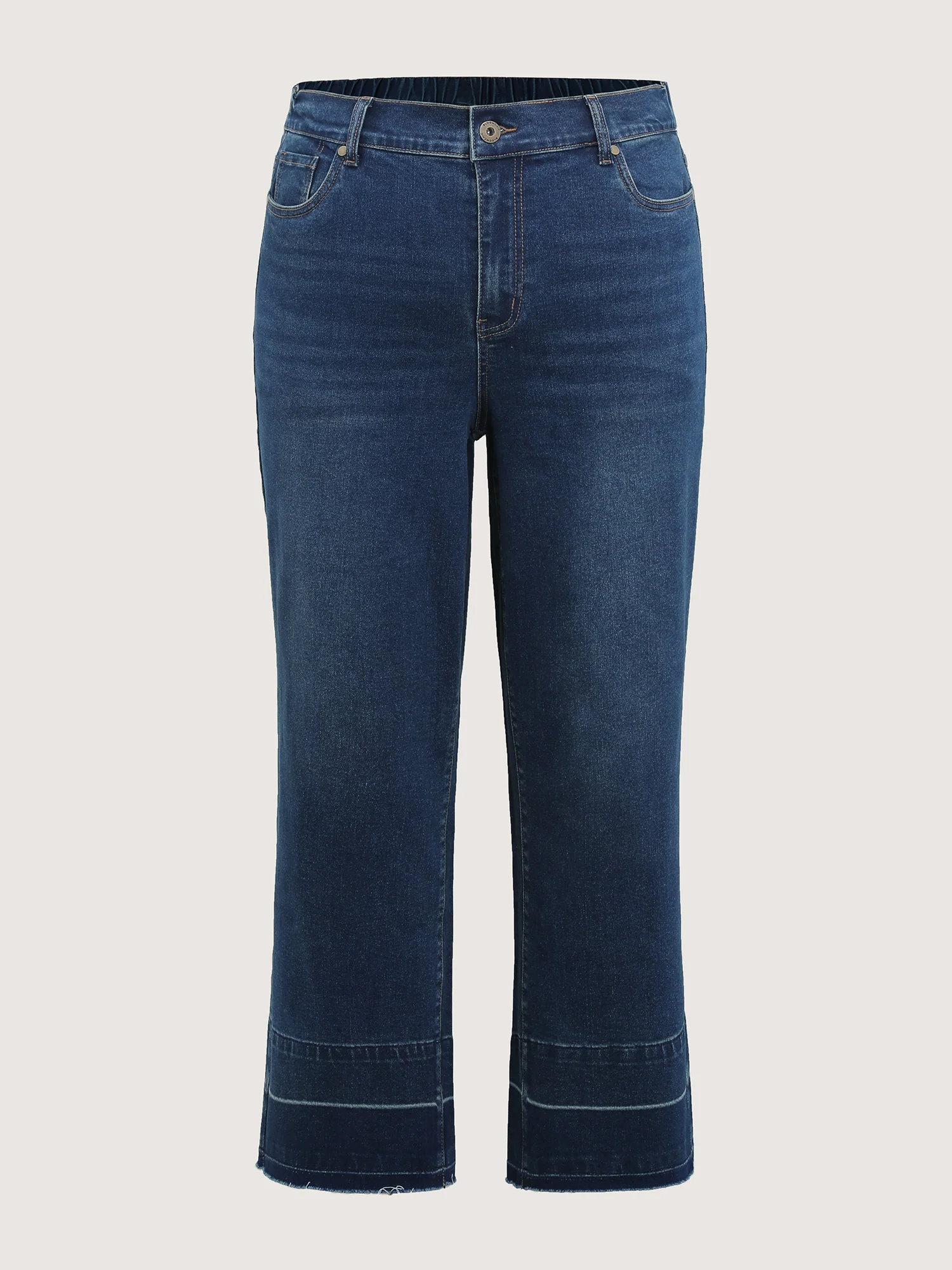 Stretch Frayed Hem Straight-Leg Jeans - Image 10