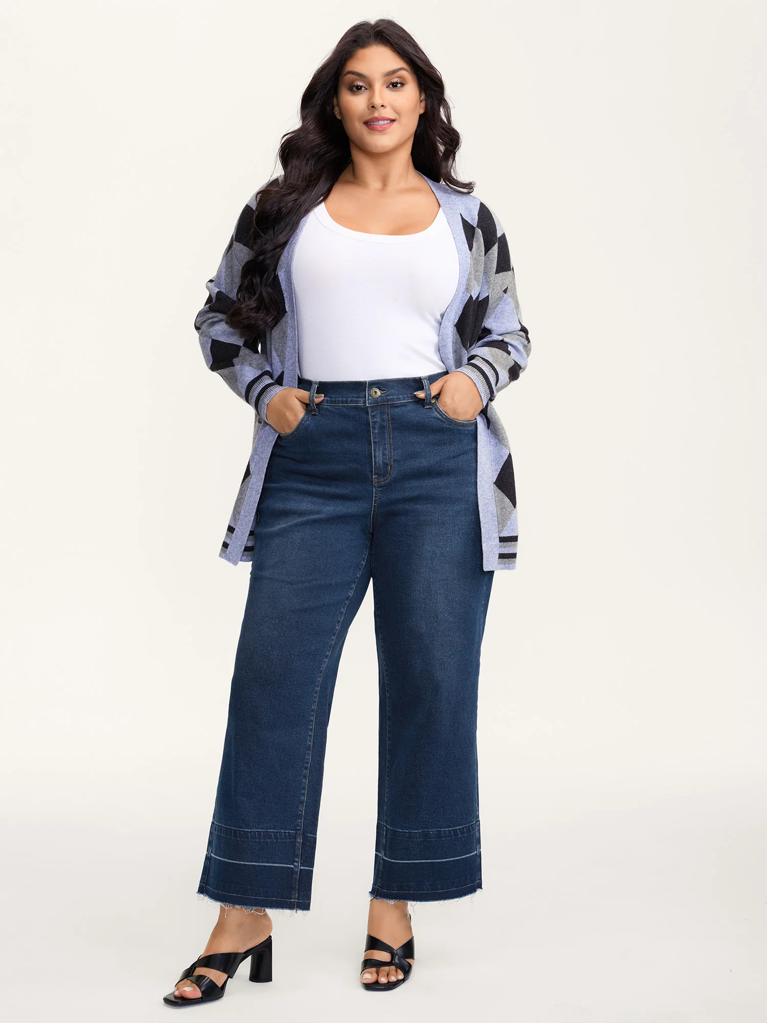 Stretch Frayed Hem Straight-Leg Jeans - Image 2