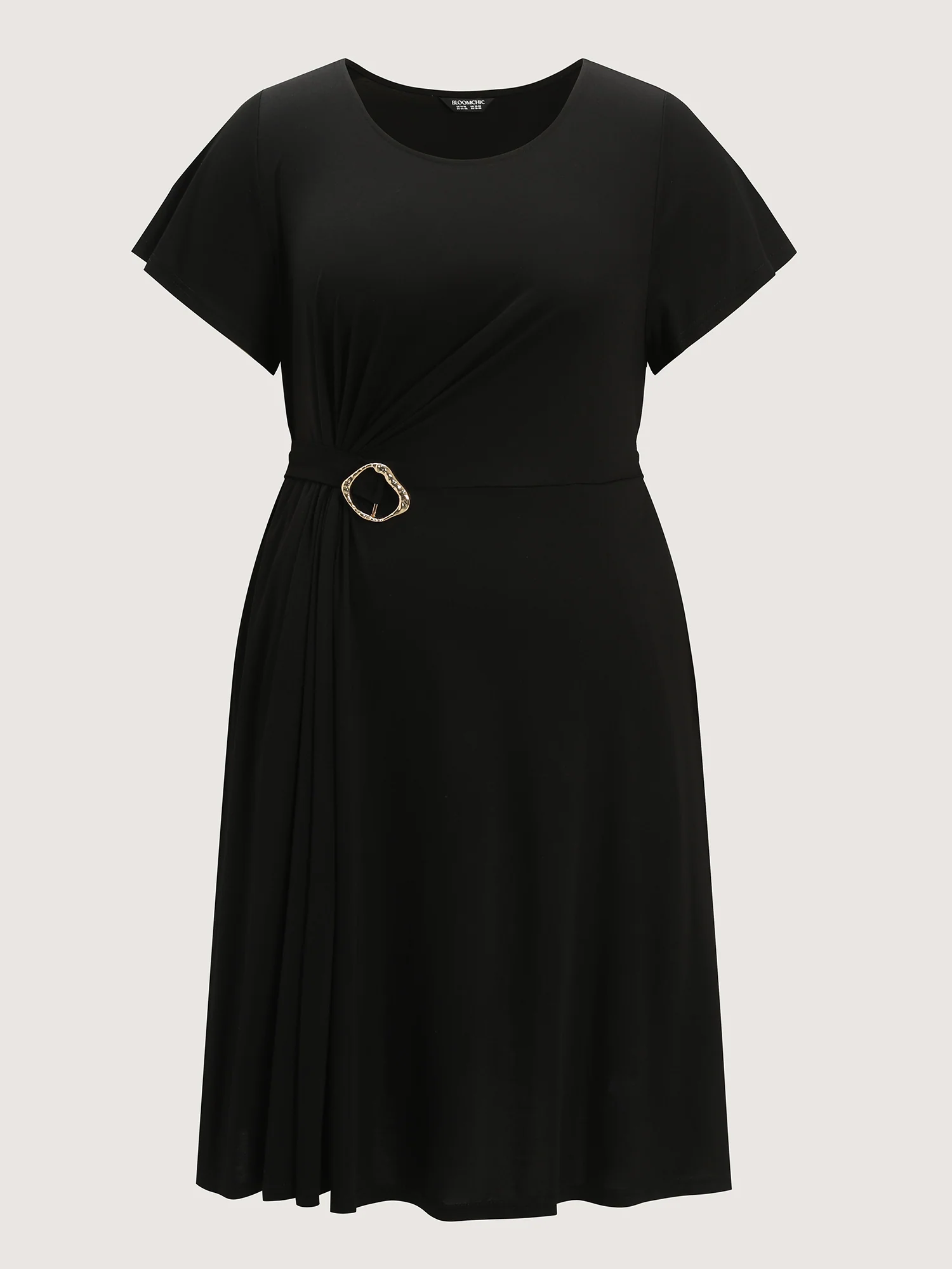 Stretch Knit Pockets Waist-Buckle Mini Dress - Image 8