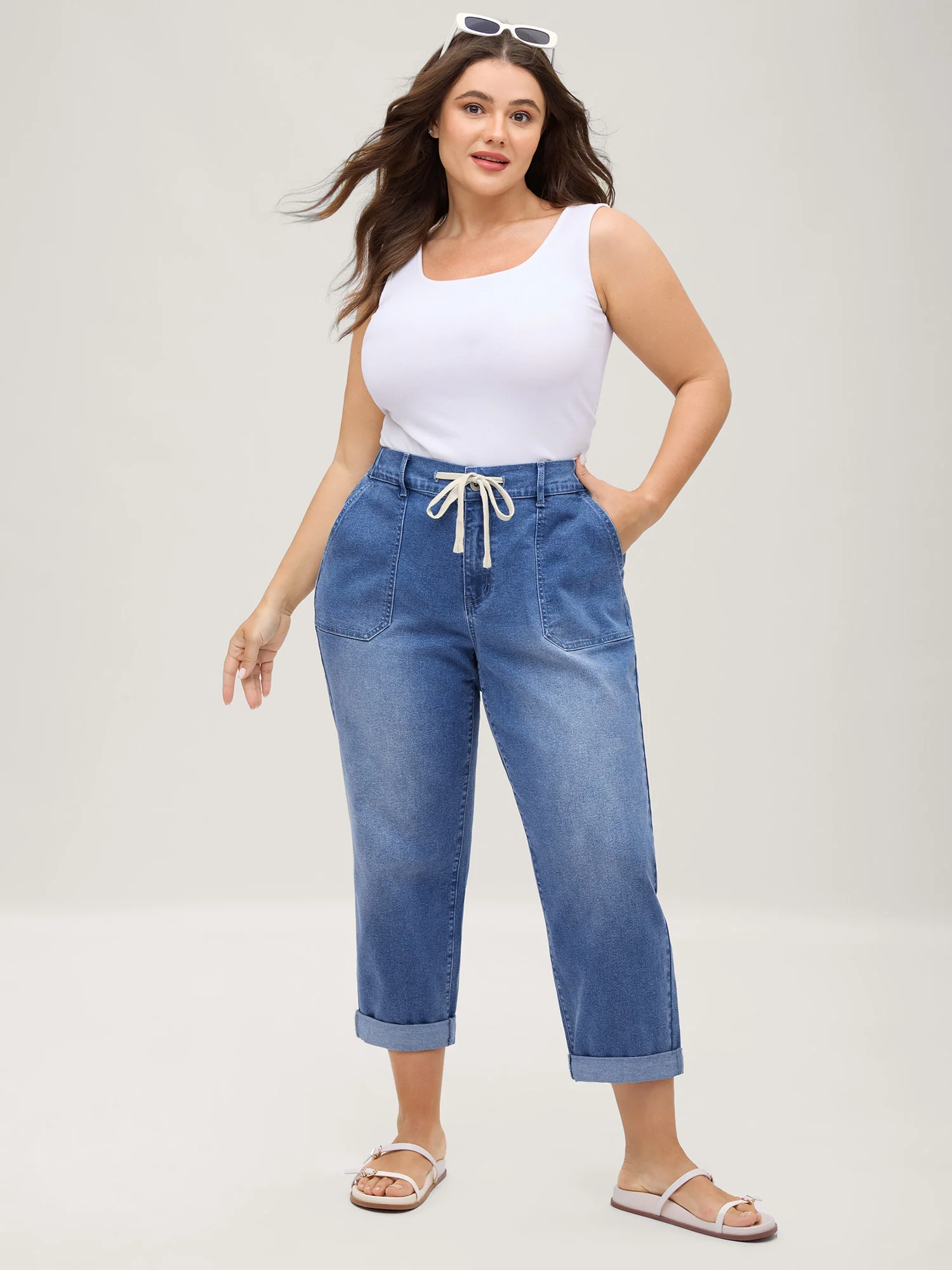 Stretch No-Gap Elastic Waist Jeans