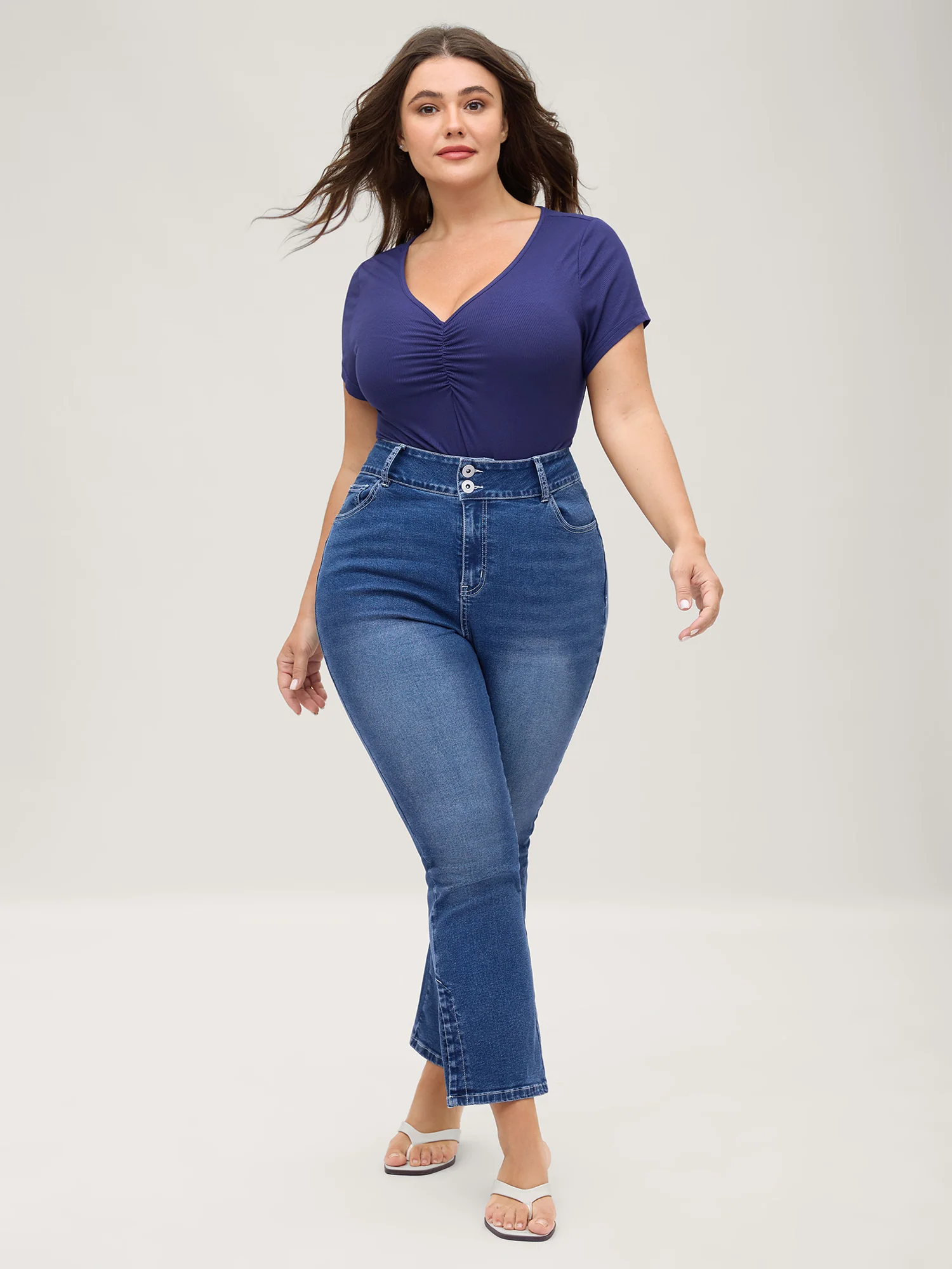 Stretch No-Gap Waist Slit Hem Jeans - Image 3