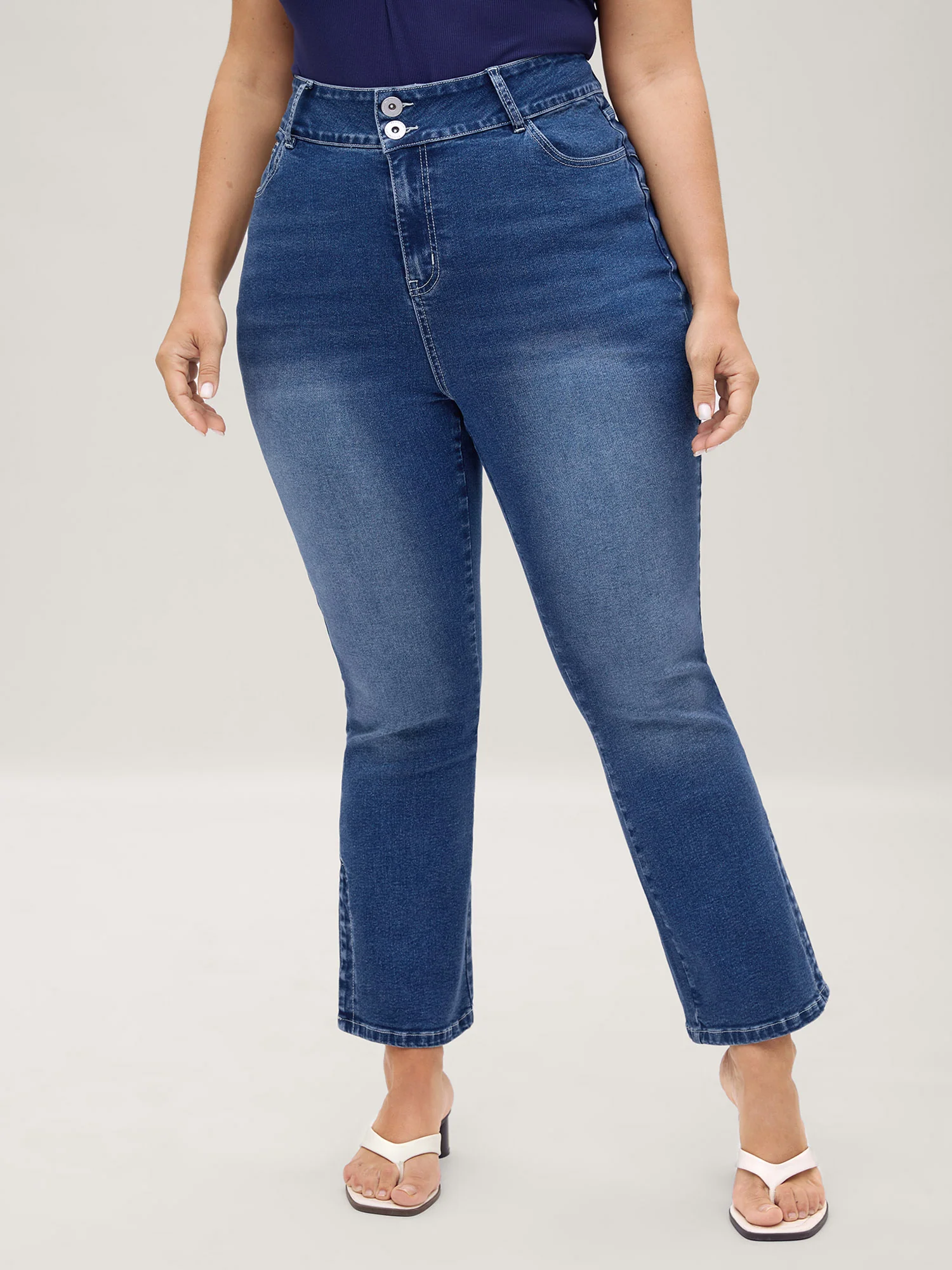 Stretch No-Gap Waist Slit Hem Jeans - Image 4