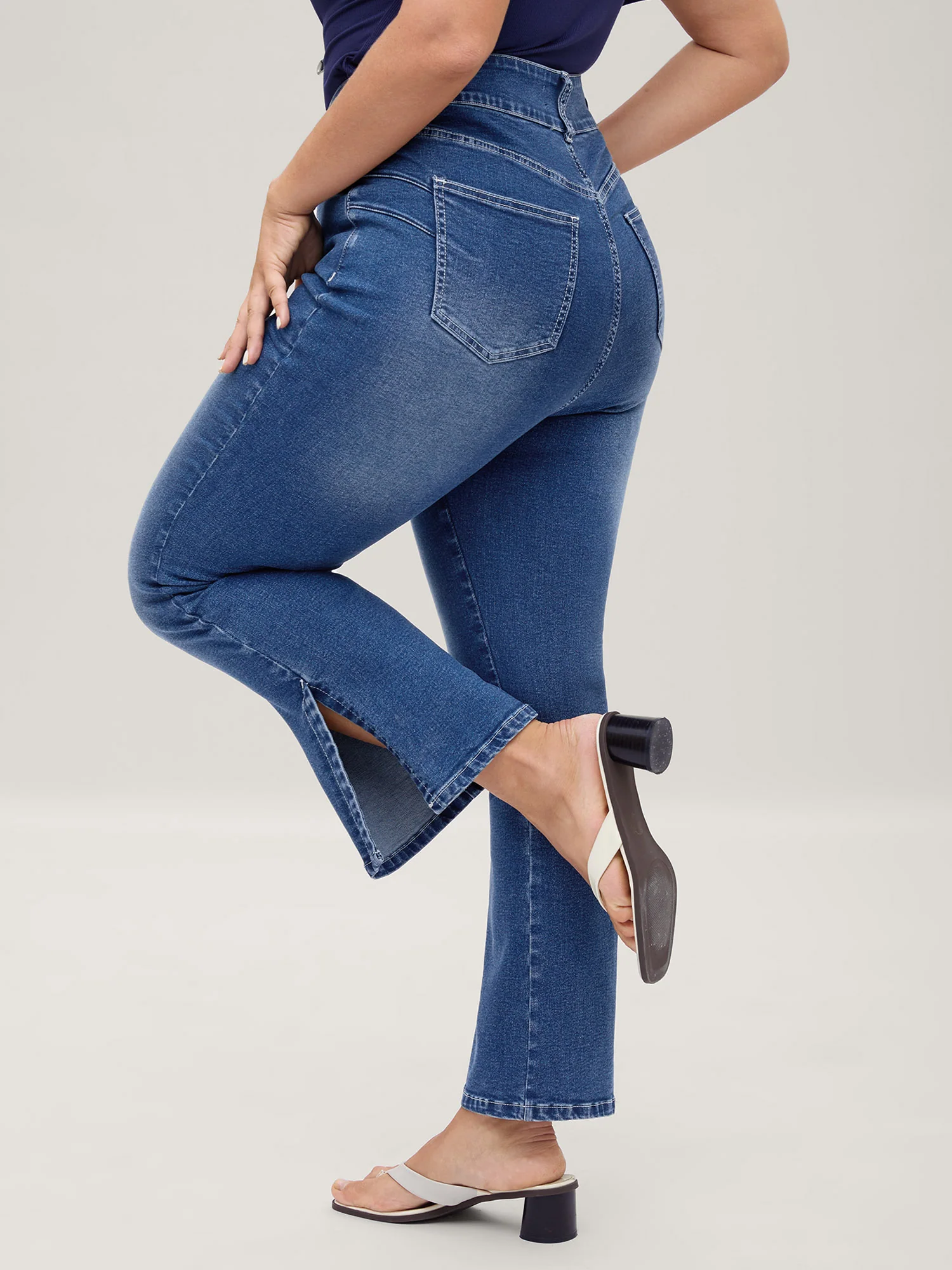 Stretch No-Gap Waist Slit Hem Jeans - Image 6