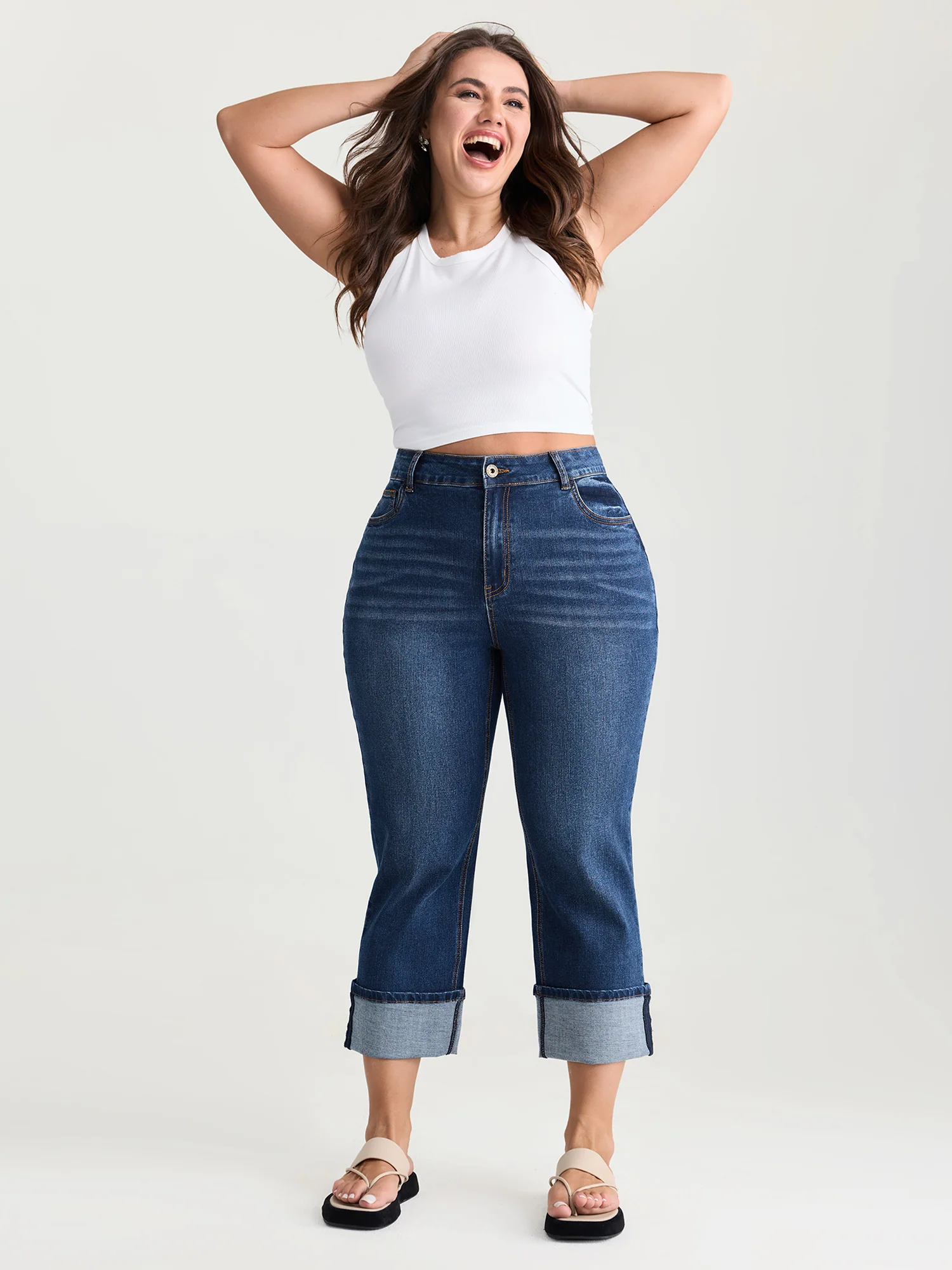 Thigh-Friendly Capri Straight-Leg Jeans