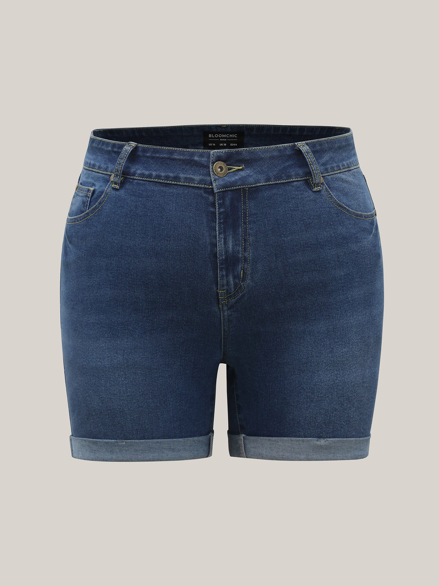 Classic Skinny-Fit Folded Hem Denim Shorts - Image 5