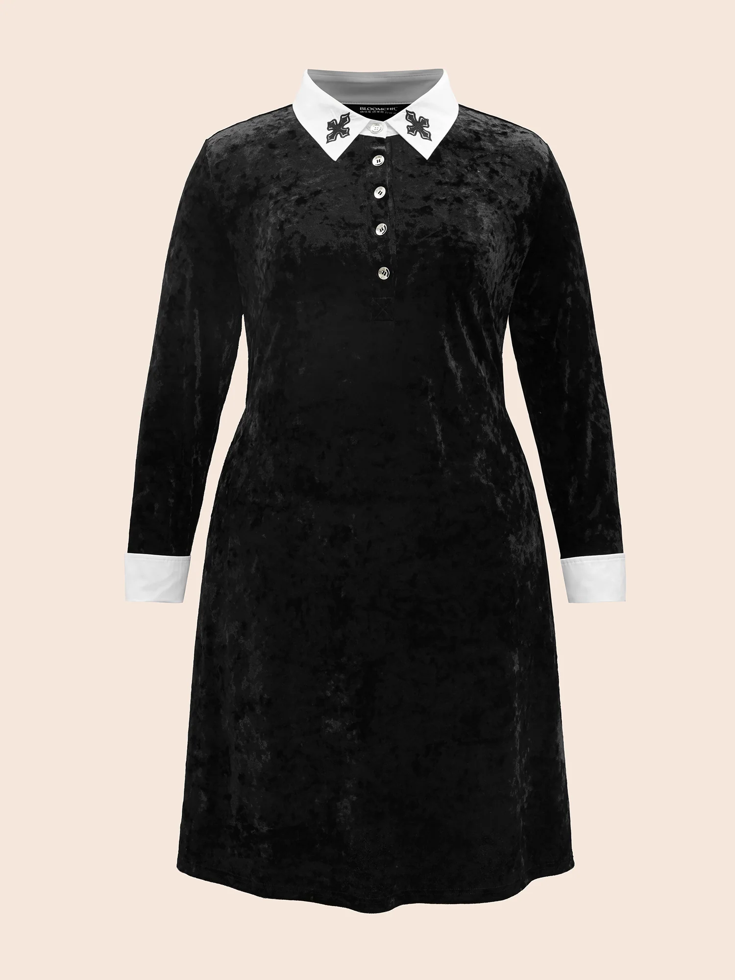 Stretch Velvet Collared Midi Dress - Image 10