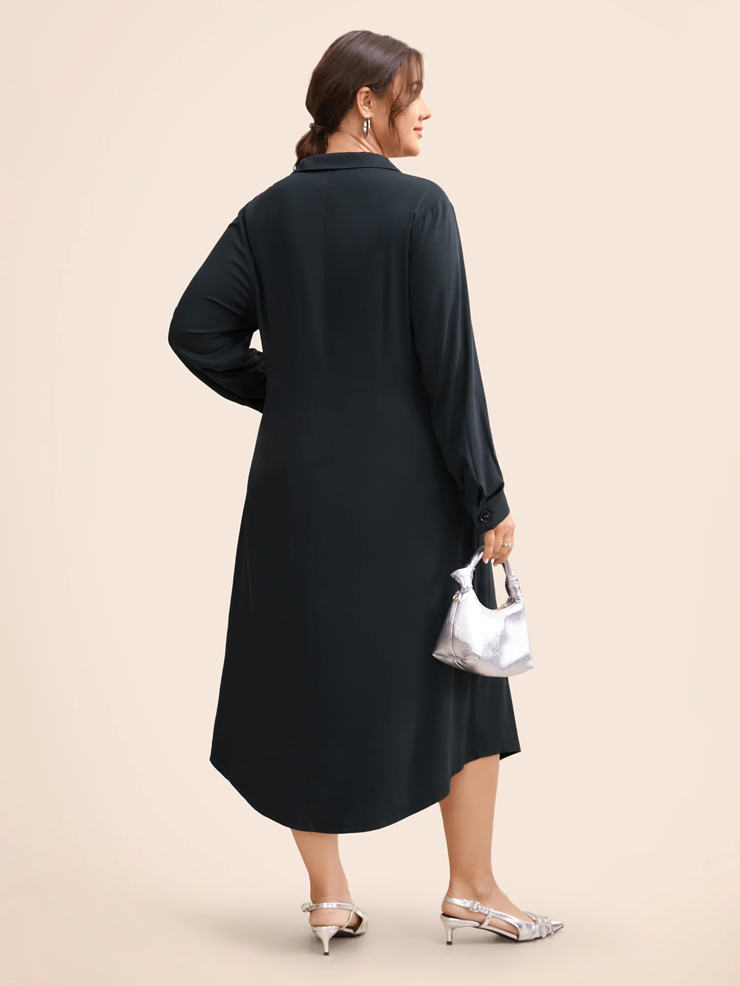 Stretch Woven Structured Midi Dress - Image 5