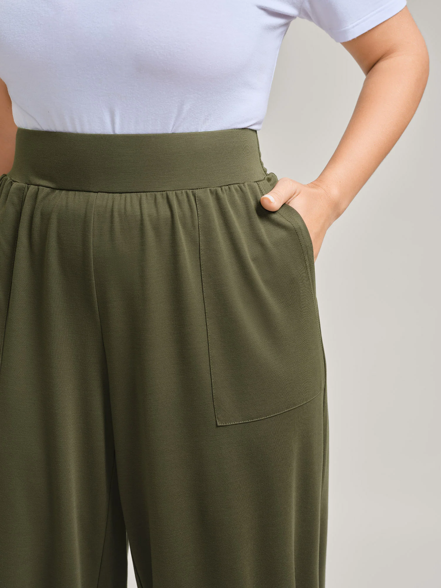Stretchy Adjustable Cuffs Wide-Leg Pants - Image 5