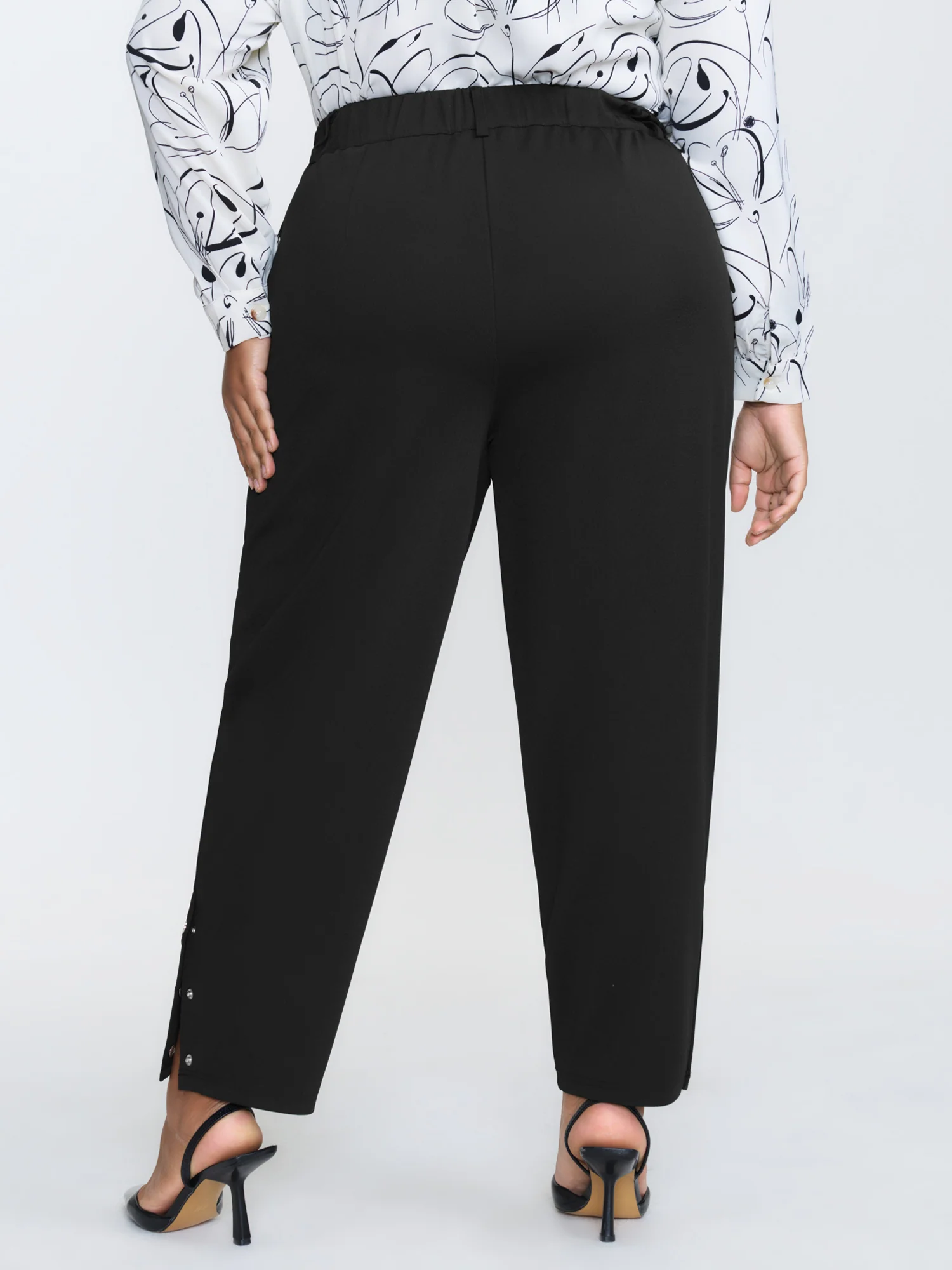 Stretchy Adjustable Fit Button Hem Pants - Image 6