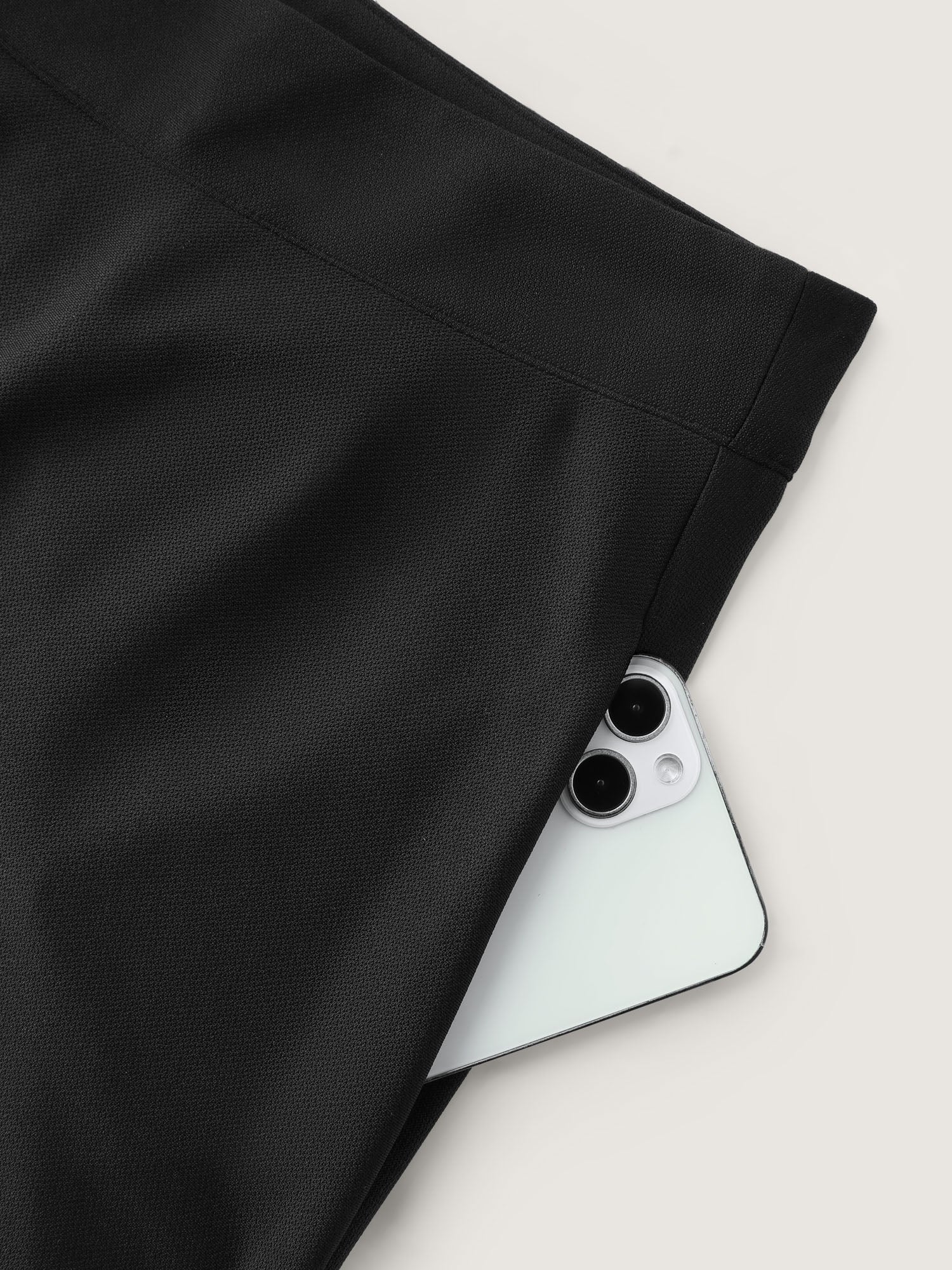 Stretchy Asymmetrical Hem Pocketed Midi Skirt - Image 6
