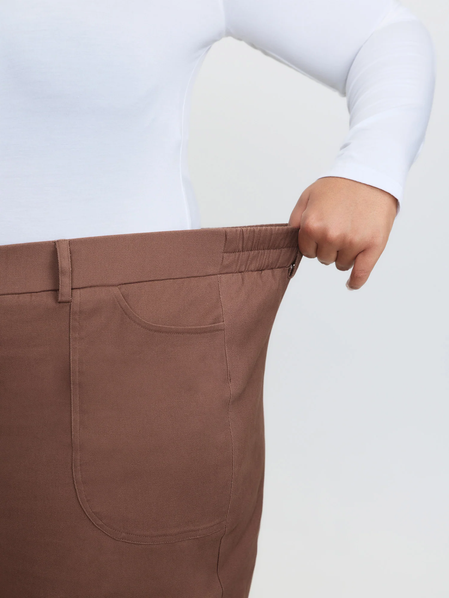 Stretchy Back Waist Cuffed Pocket Pants - Image 4