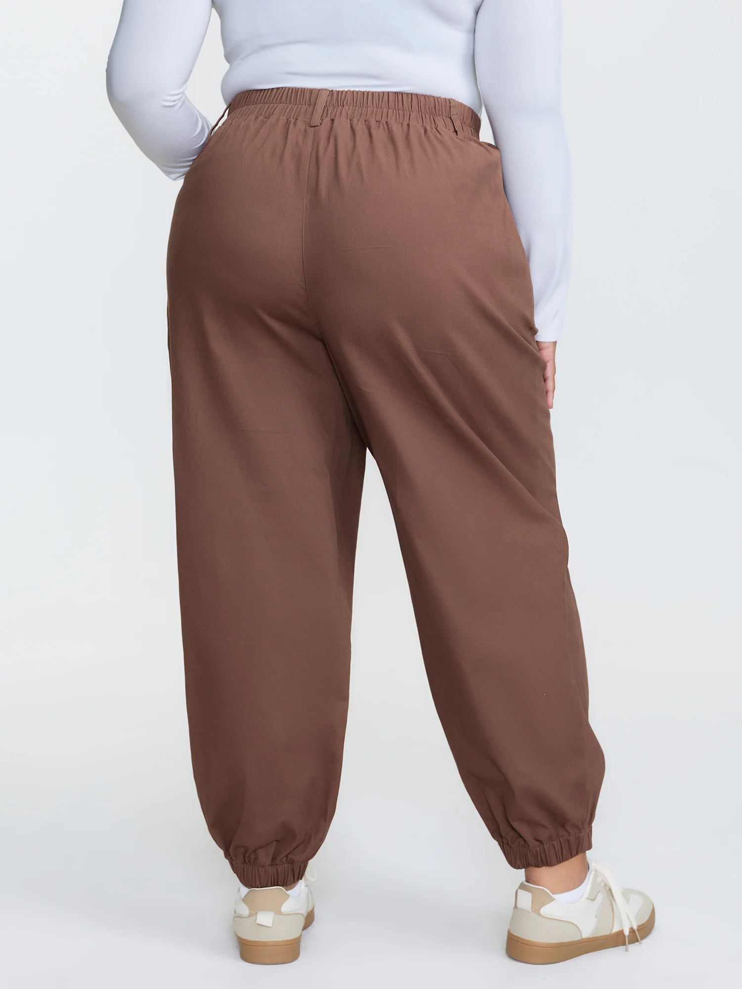 Stretchy Back Waist Cuffed Pocket Pants - Image 5
