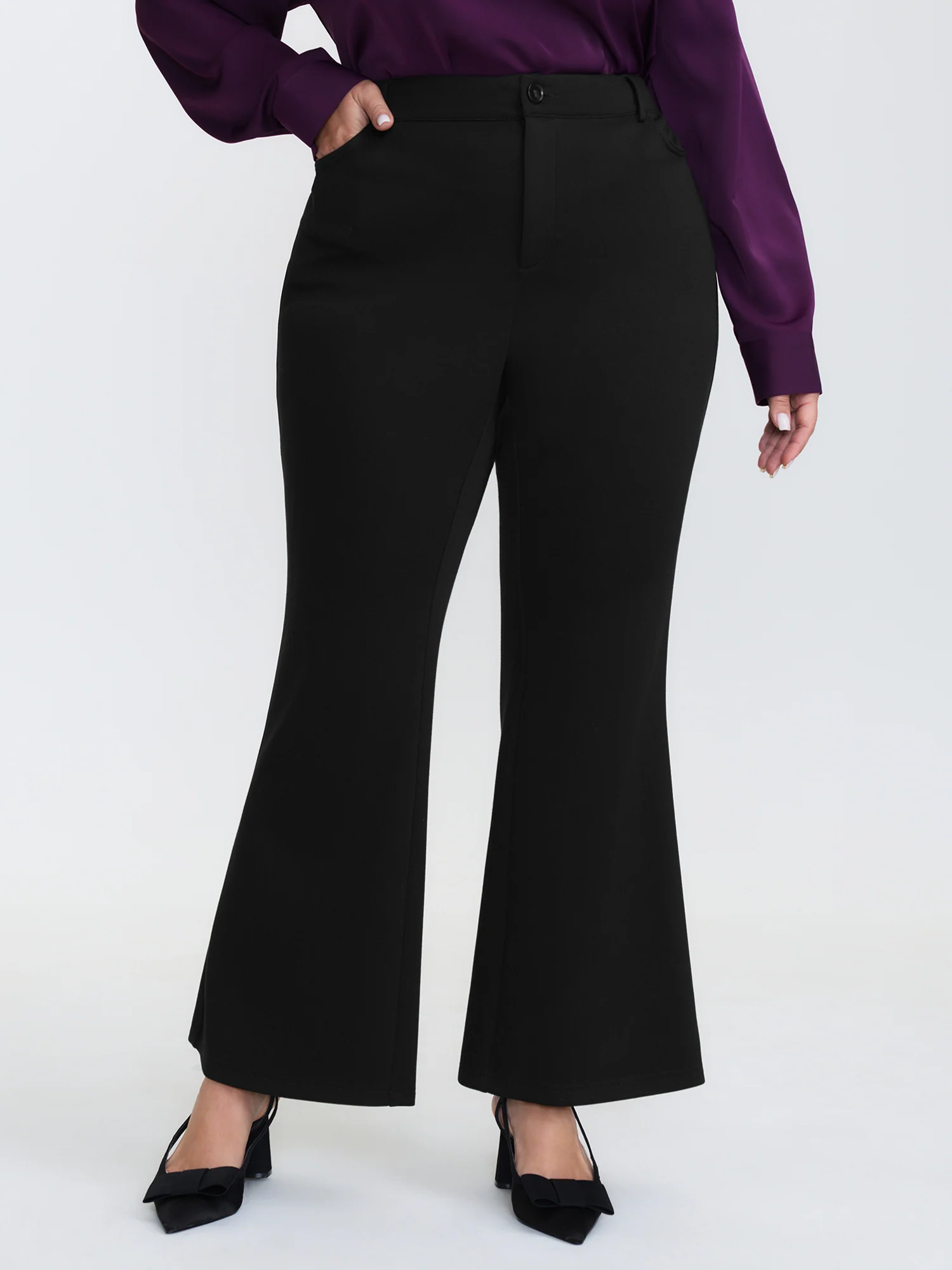Stretchy Back Waistband Bootcut Pants - Image 2