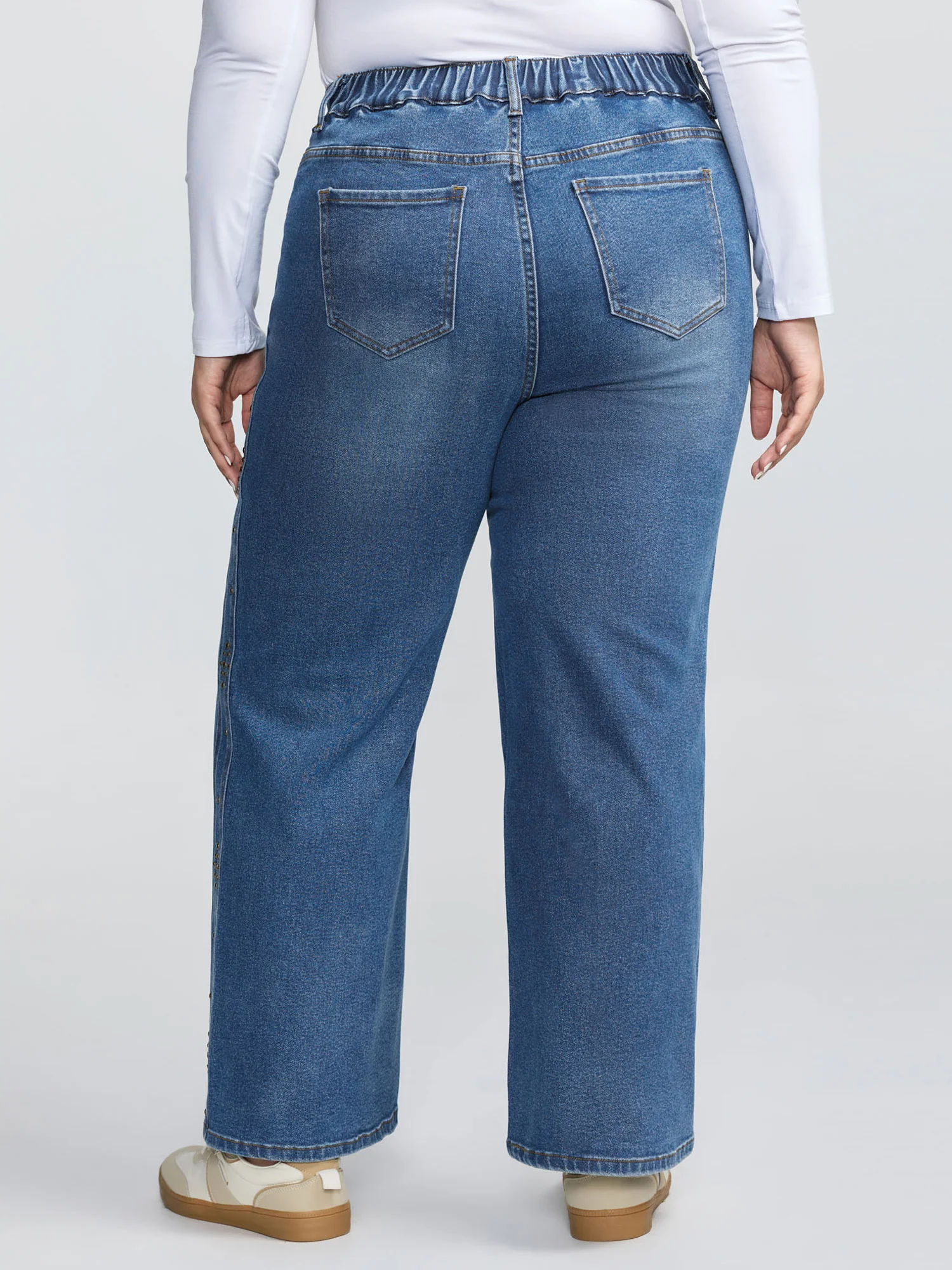 Stretchy Back Waistband Wide-Leg Jeans - Image 6