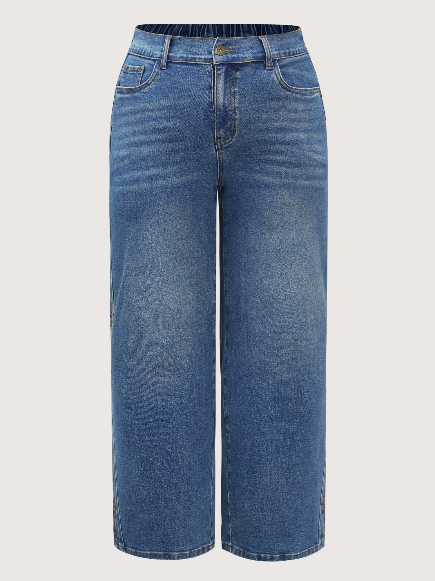 Stretchy Back Waistband Wide-Leg Jeans - Image 9