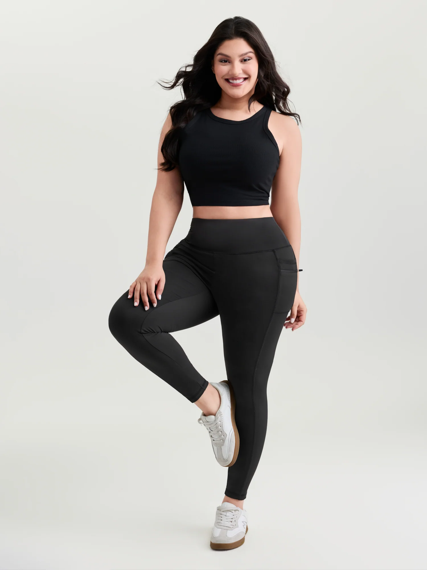 Stretchy Back Zipper Pockets Leggings - Image 2