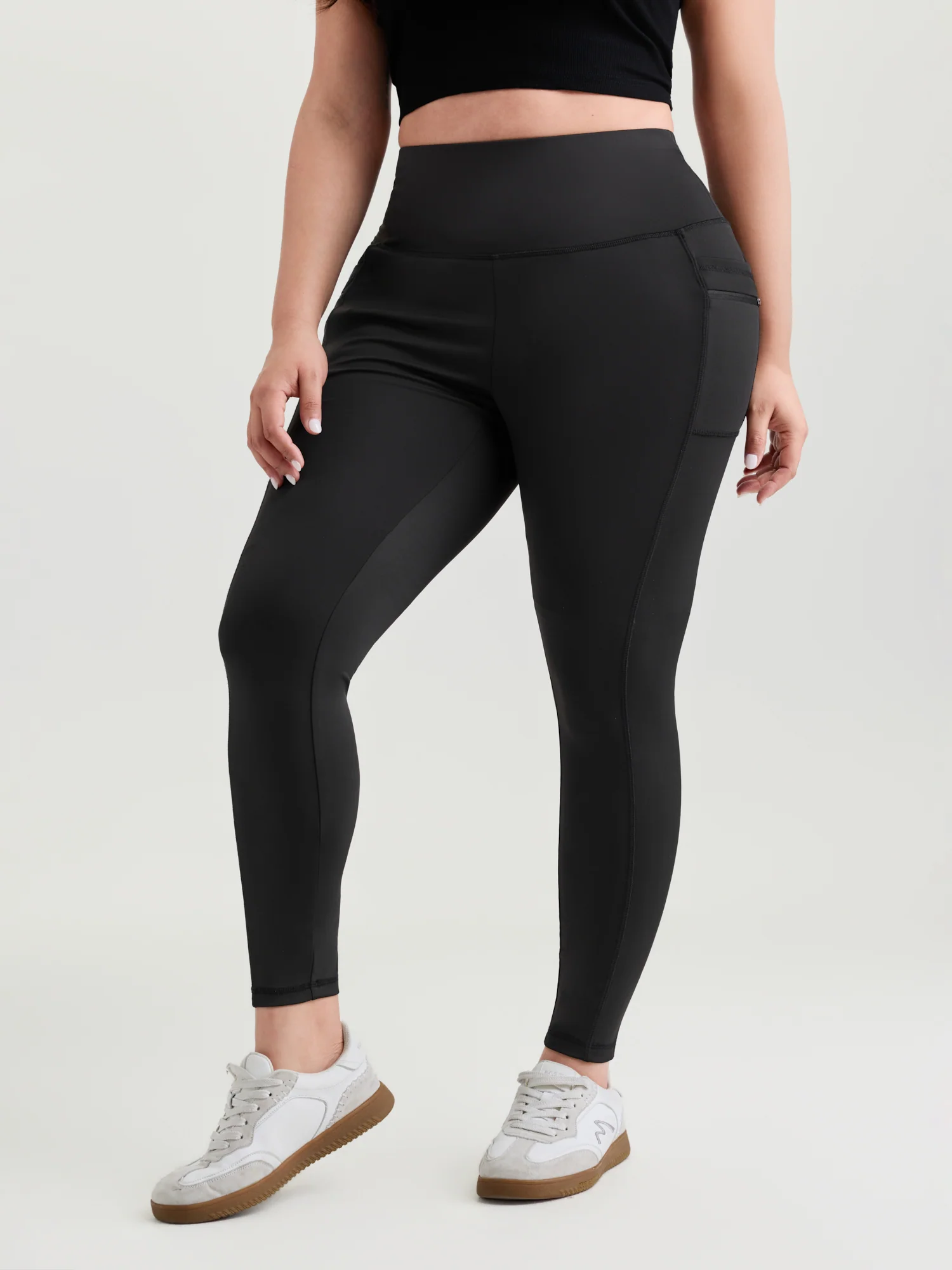 Stretchy Back Zipper Pockets Leggings - Image 3