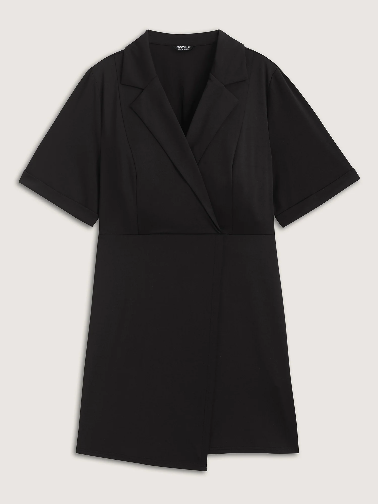 Stretchy Blazer Collar Belted Knee-Length Dress - Image 5