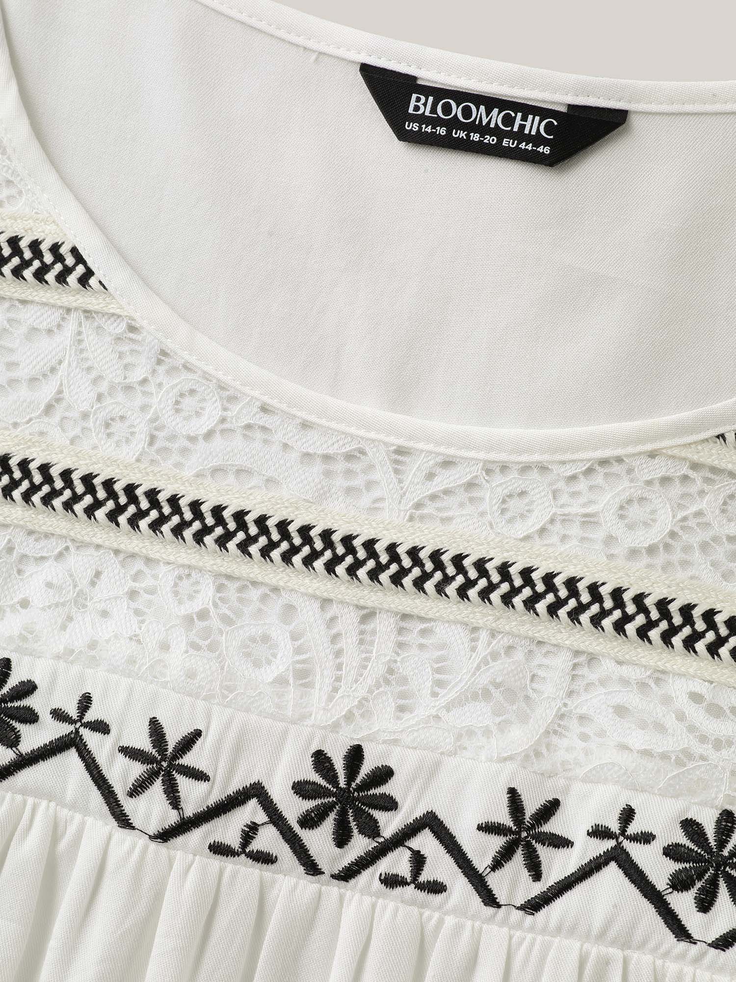 Stretchy Boho Neck Cut-Out Blouse - Image 6