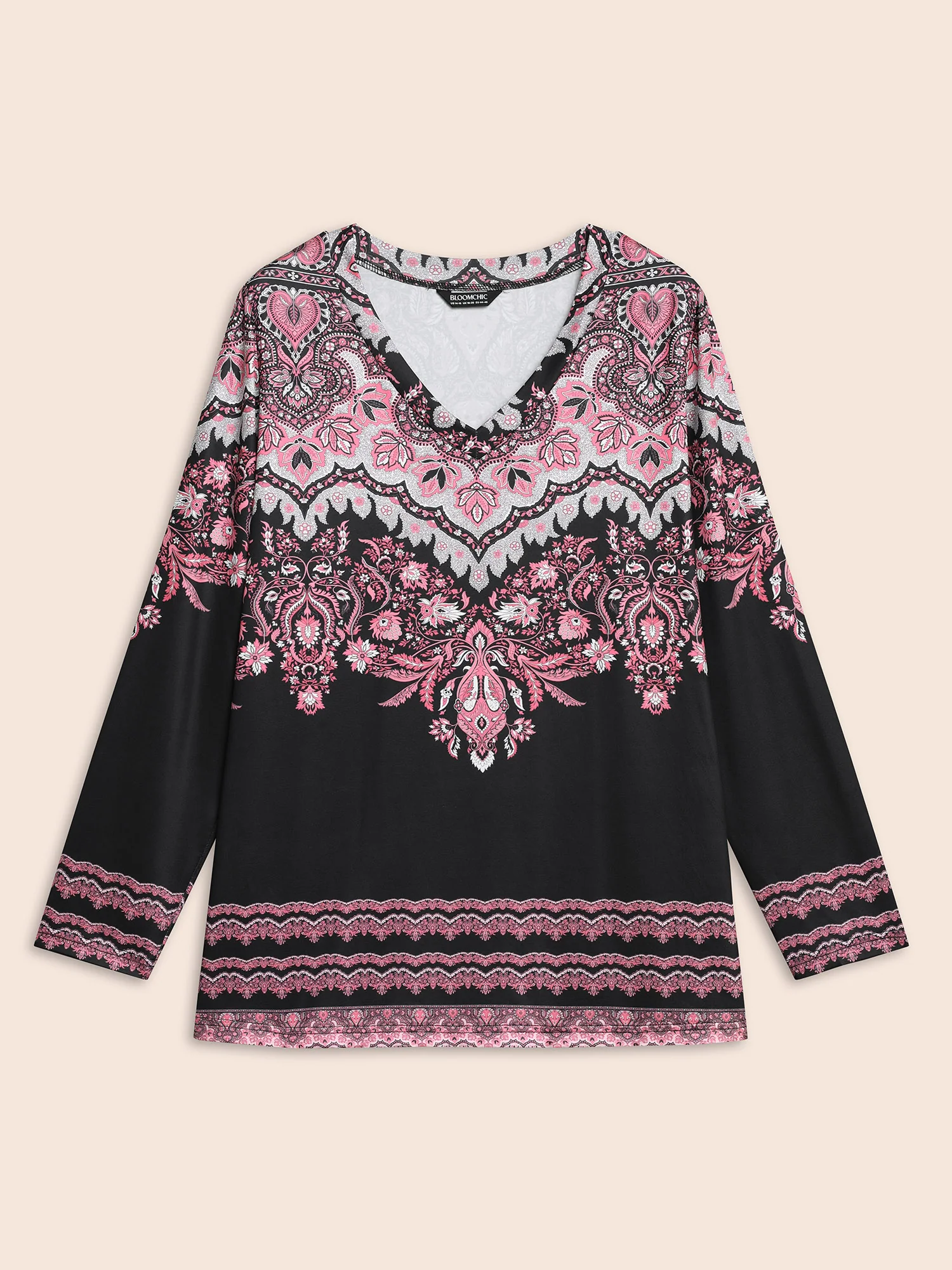 Stretchy Boho Print Full Sleeve T-Shirt - Image 8