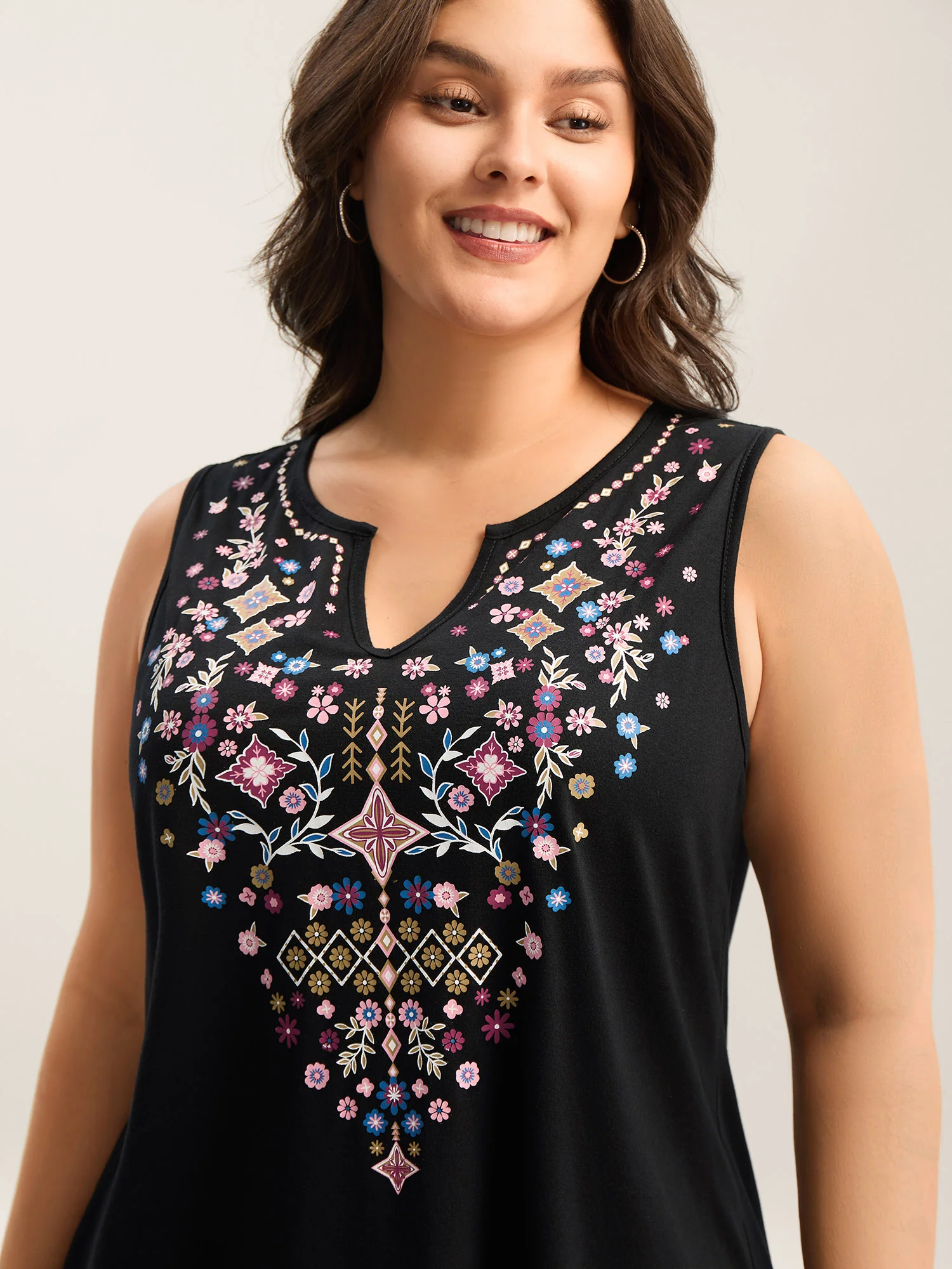 Stretchy Boho Print Tank Top - Image 2