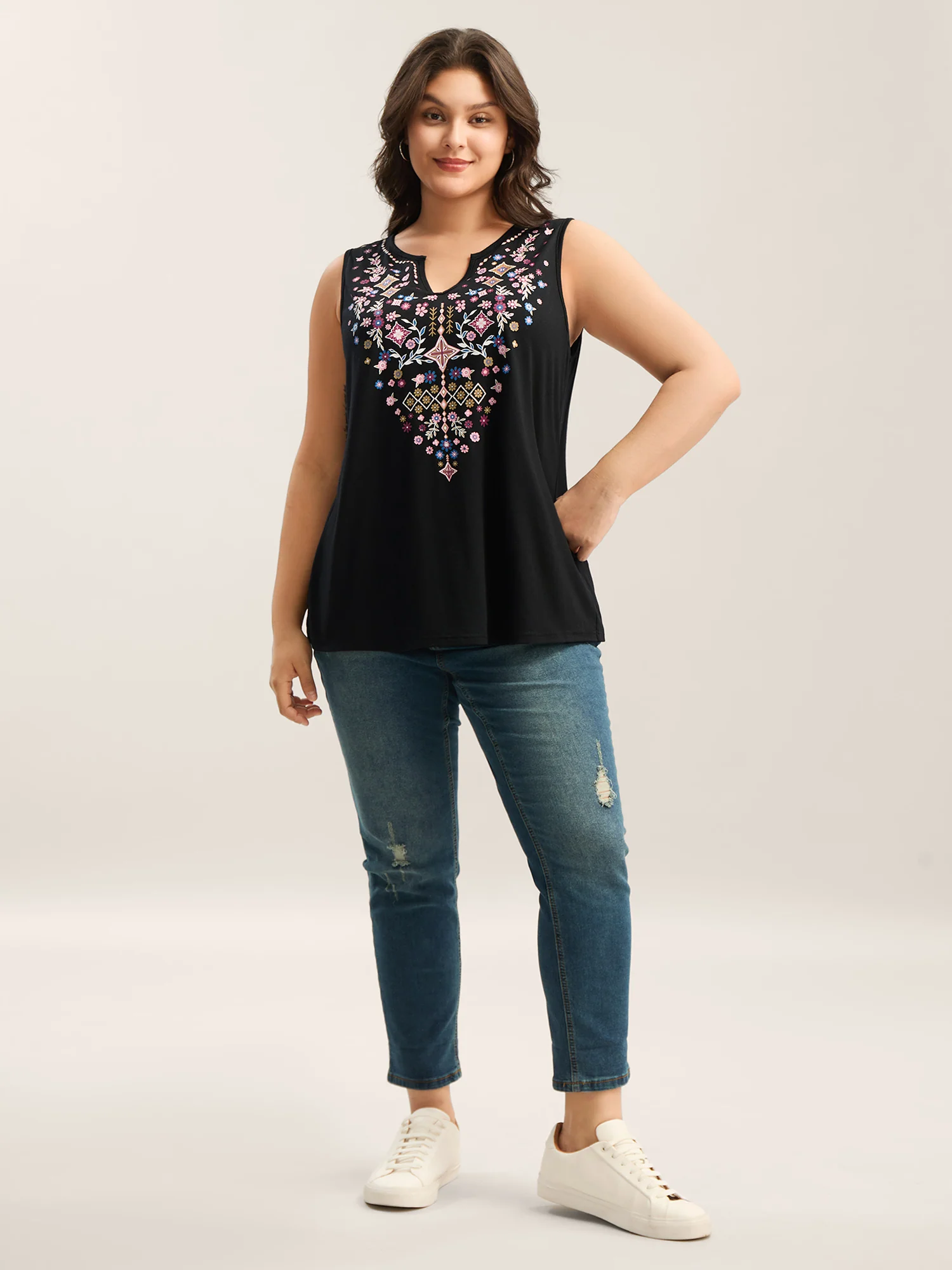 Stretchy Boho Print Tank Top - Image 4