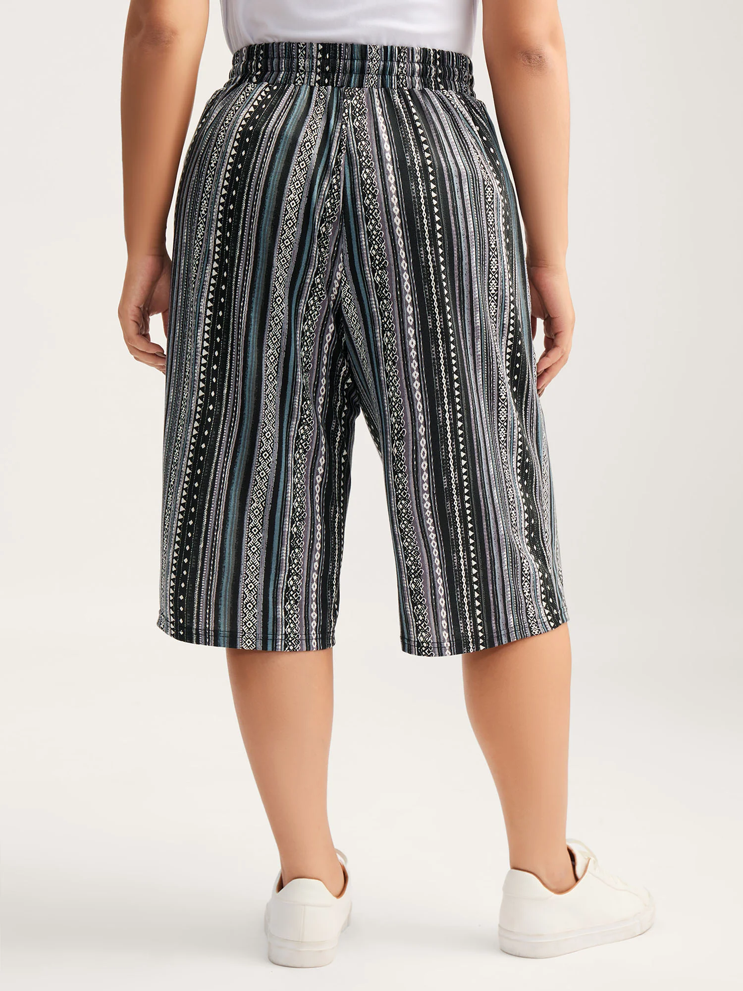 Stretchy Boho Stripes Straight-Leg Pants - Image 4