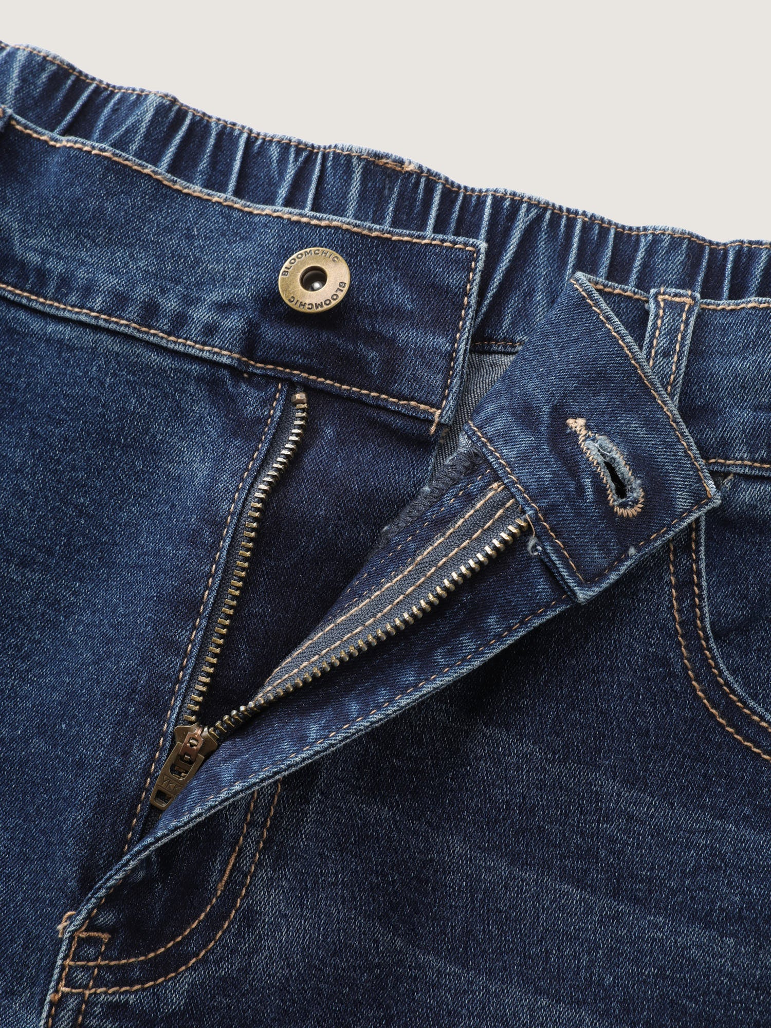 Stretchy Bootcut Seamed Denim Skirt - Image 8