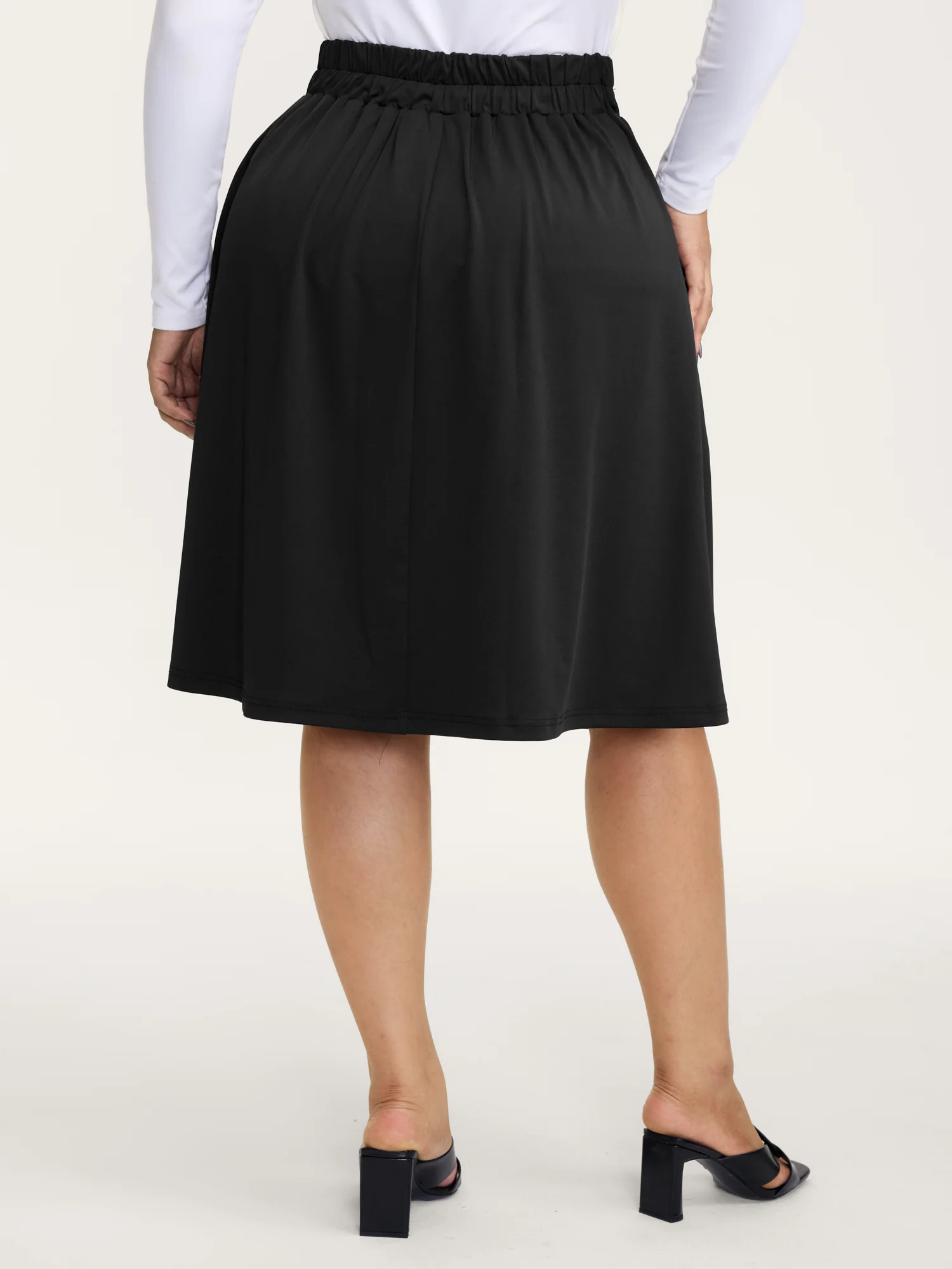 Stretchy Bow Detail Pleated Midi Skirt - Image 6