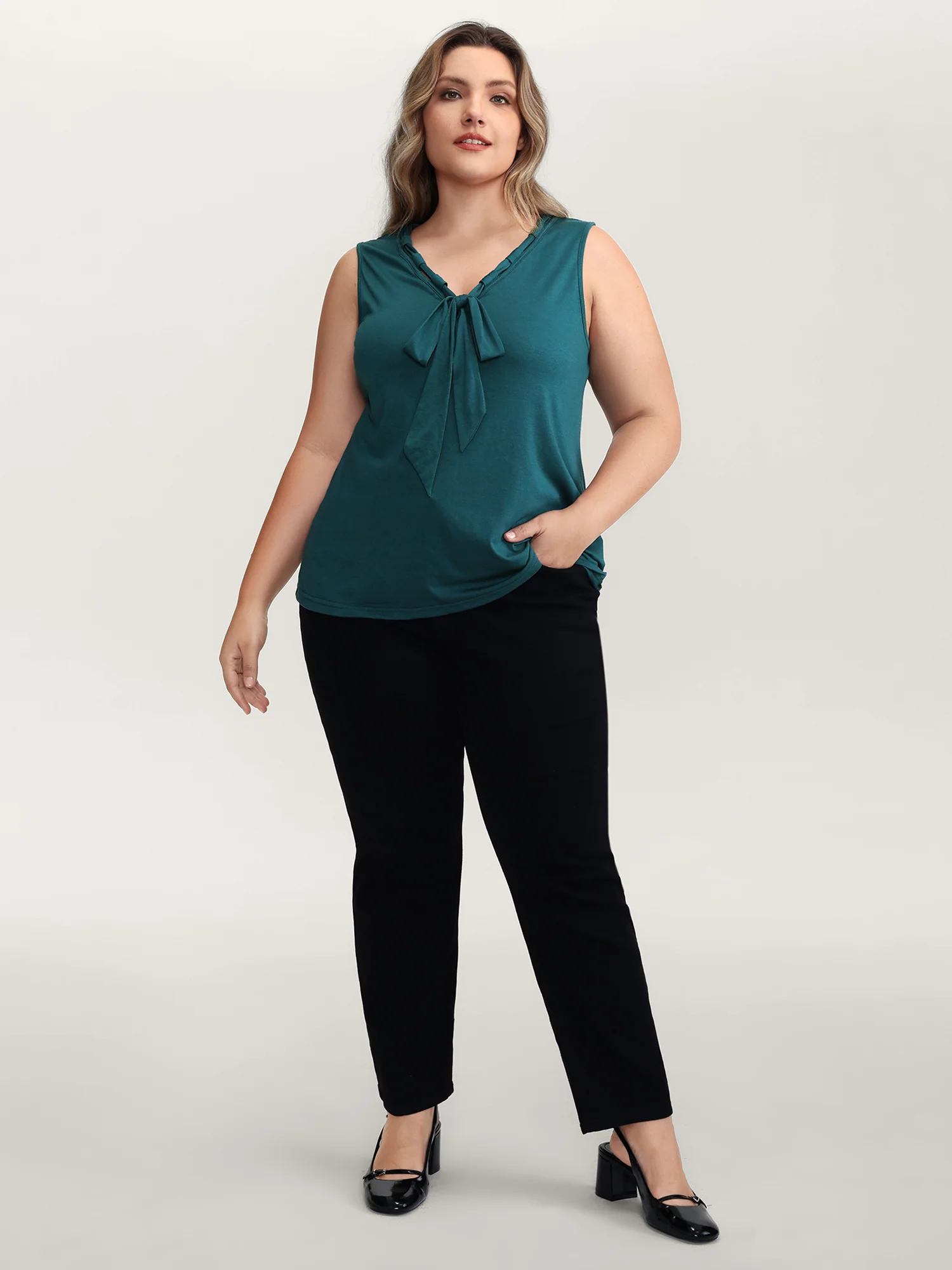 Supersoft Stretchy Bowknot Neckline Tank Top - Image 6