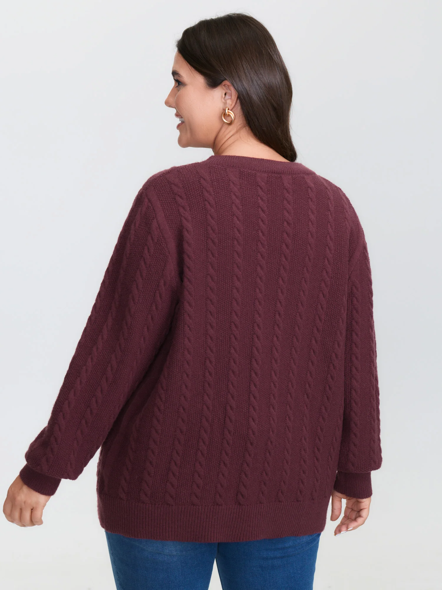 Stretchy Braided Textured Front-Tie Knit Cardigan - Image 4